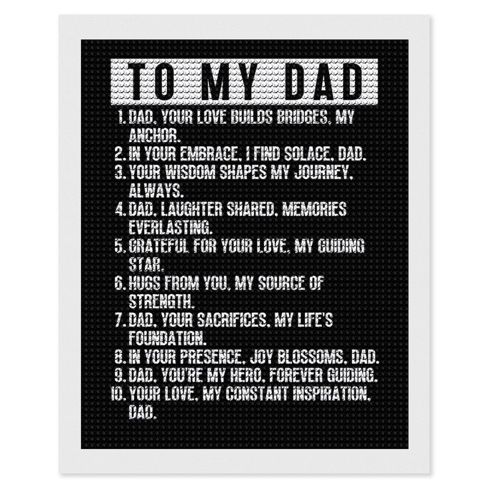 Junmoney to My Dad(4) Diamond Art Canvas 16"x20", for Teens, Nice Detail and Sparkle, Farmhouse Decor, Festive Craft Gift, Easy to Enjoy