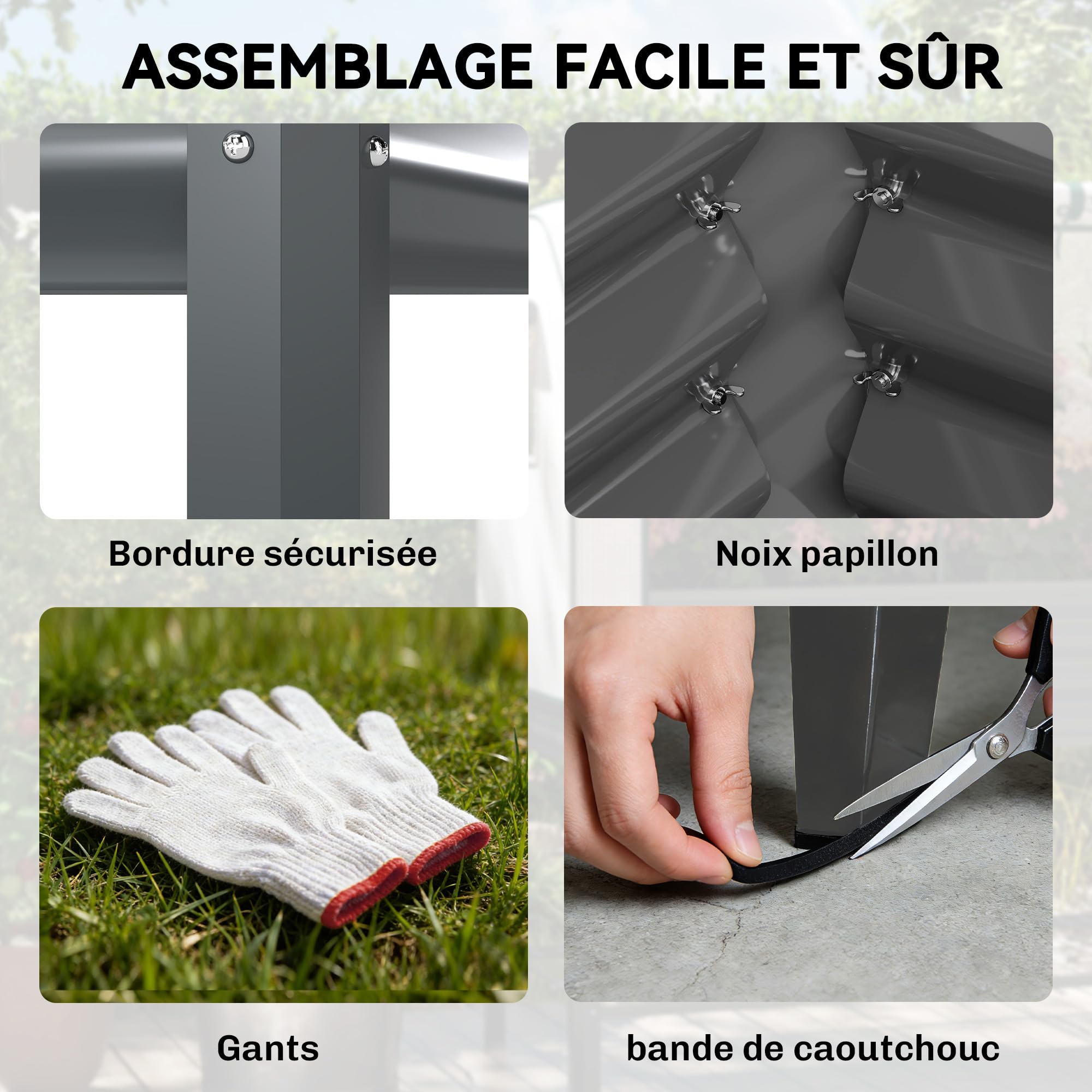 Outsunny Potager sur Pieds Surélevé Bâche en PE 120x55x140cm Gris Foncé