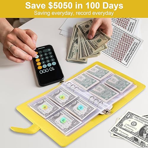 Miniatura 2 de Burfield Carpeta de desafío para ahorrar dinero, organizador de libros con sobres para efectivo de 100 días, presupuesto, reemplazo de caja de