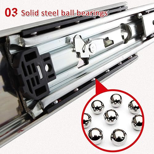 Miniatura 5 de 1 par de carriles de cajón industrialhogargabinete de servicio pesado, 485 lb, extensión completa de 3 pliegues, 2.992in de ancho, modificado carril