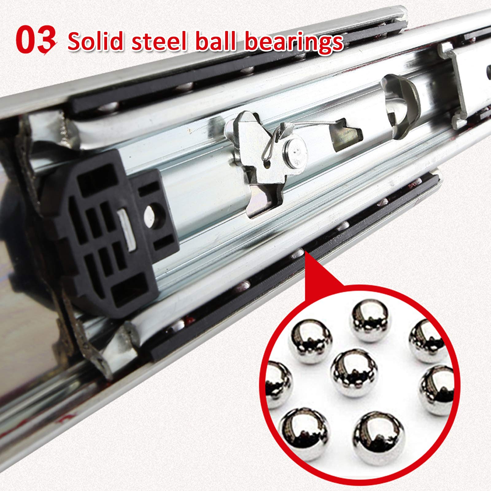 1 Paar Heavy Duty 485 Lb Industrie/Haus/Schrank Schubladenführungen,3 Falten Vollauszug 76mm Breit Modifiziert Auto Schubladenschienen,mit Kugellager und Schloss (34in/86.36cm)