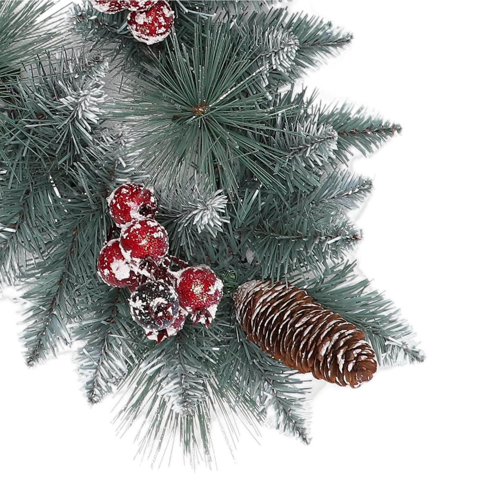 Pigne, Bacche Rosse E Accenti Glitterati Argentati, Ghirlanda Natale Artificiale in Pino Sterling, Ghirlanda Verde Invernale Per La Decorazione Del Centrotavola Del Camino Durante Le Festività,6ft