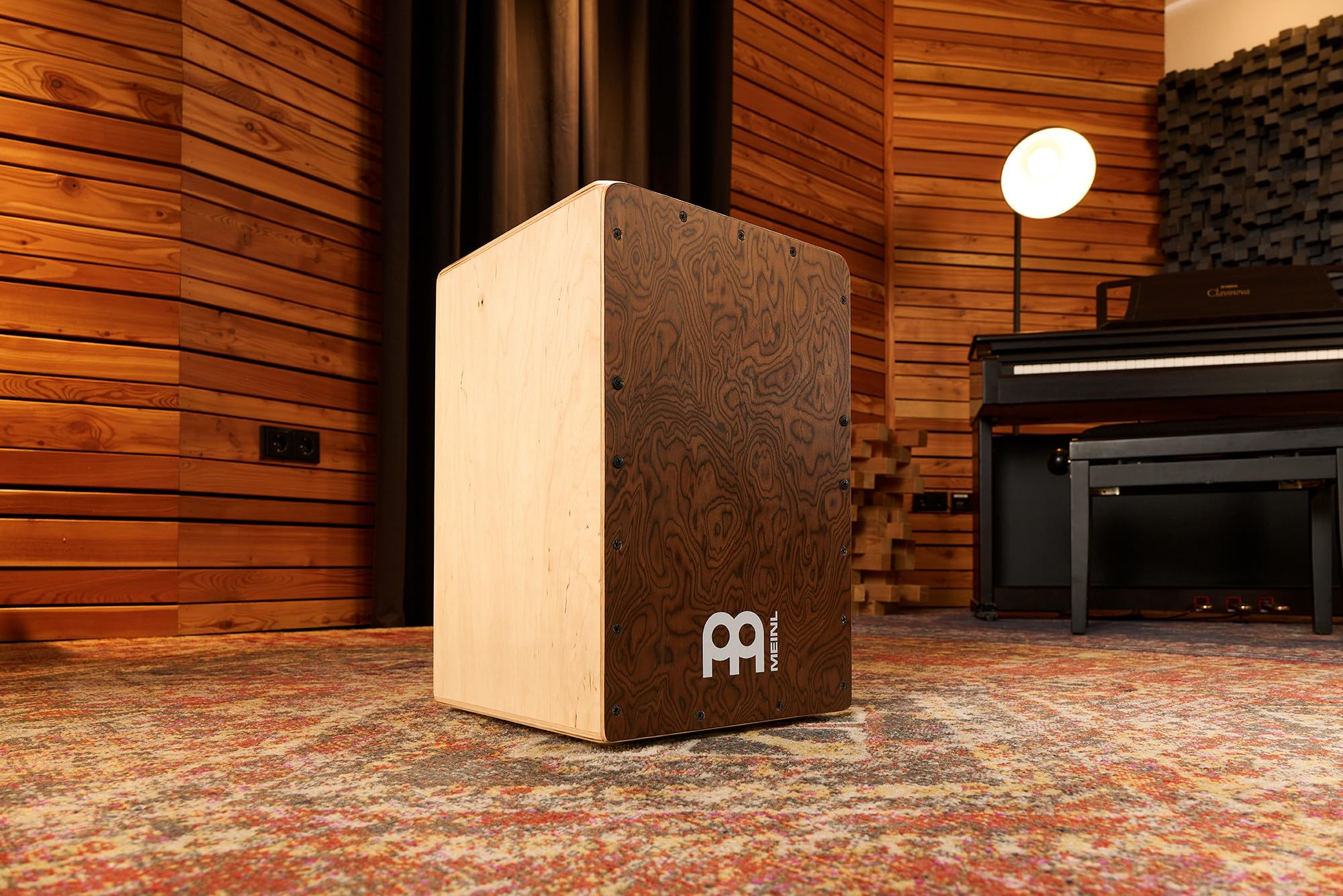 Meinl Percussion Snarecraft Cajon Instrument - Drum Box Compatto con 2 Cordiere - Superficie di Suono Radica (SC80BW)