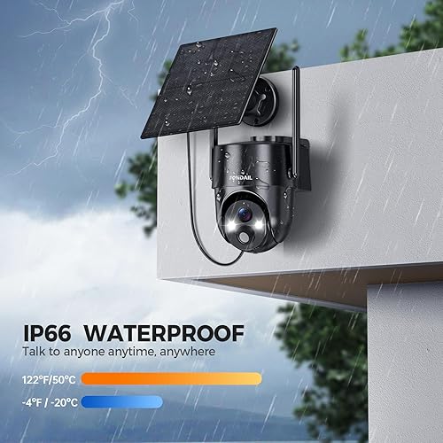 Miniatura 7 de Cámaras de seguridad solares inalámbricas para exteriores, visión 2K de 360 con energía solar, WiFi 3MP, cámara de seguridad para seguridad en el