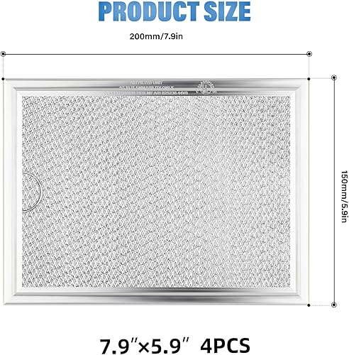 Miniatura 2 de LUBIYACK 4 filtros de grasa de microondas de repuesto para Frigidaire 5303319568, repuesto de filtro de grasa de 7.9 x 5.9 pulgadas