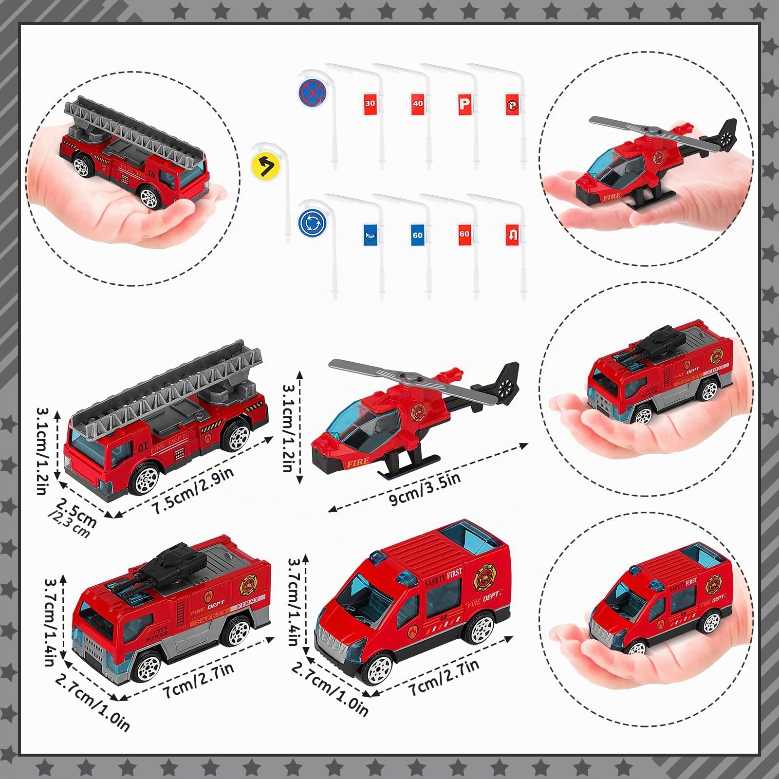 deAO Poste de Pompiers avec Camion de Pompiers, Hélicoptère, Construction d'un Bureau de Pompiers, Ensemble de Base Pompier pour Enfants avec Carte pour Garçons et Filles à partir de 4 5 6 7 Ans