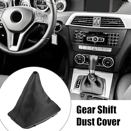 Miniatura 2 de X AUTOHAUX Cubierta de la bota del cambio de coche, pomo de palanca de cambios, polaina de freno de mano, funda de piel sintética para Mercedes-Benz