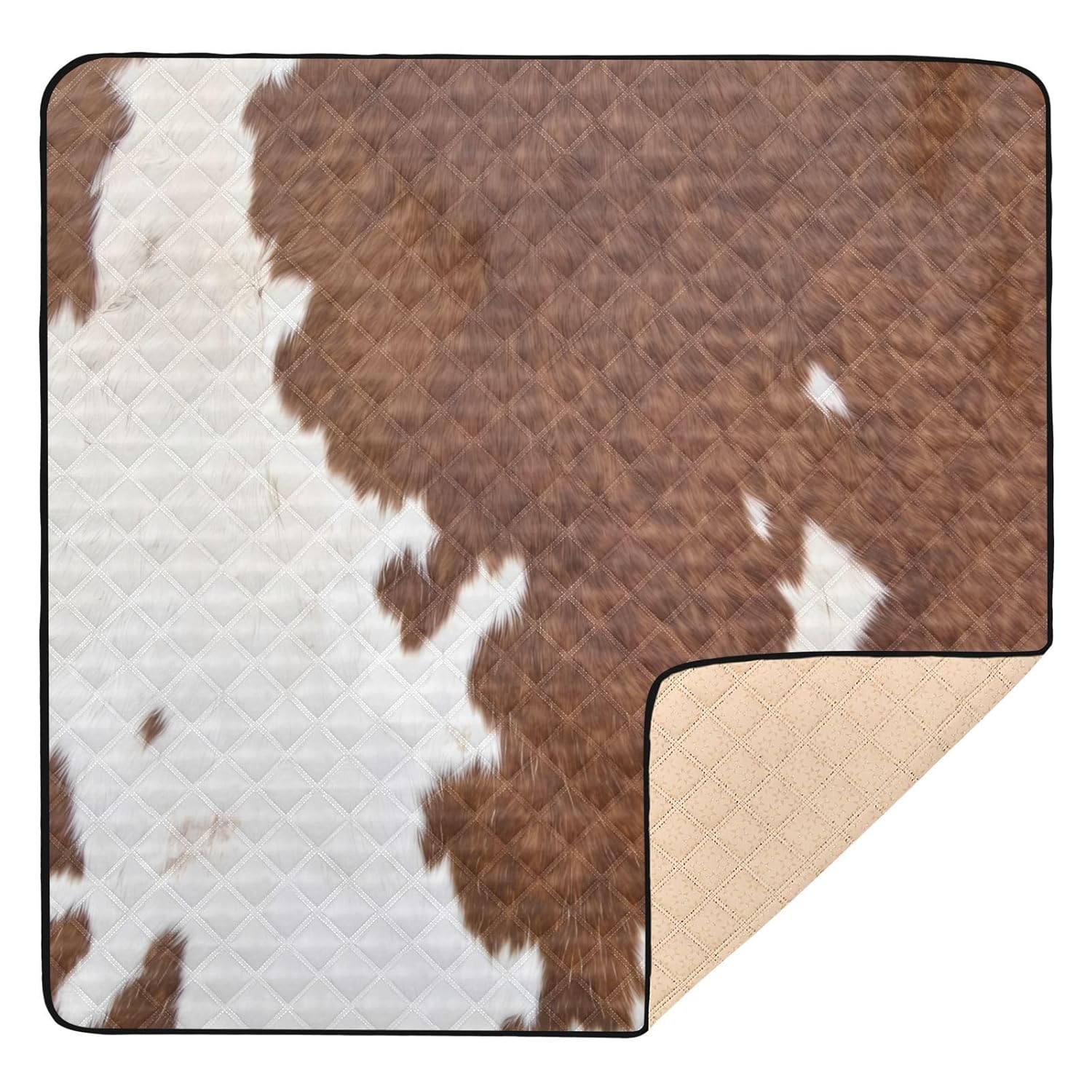 Cowhide Use Full Frame Large Stylish Baby Play Mat for Indoor Outdoor Portable Activity Gym Mat for Babies Infants Toddlers, 50'' x 50''