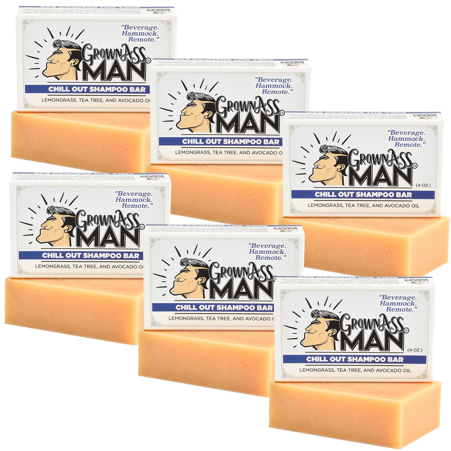 Grown Ass Man Co. - Solid Shampoo Bar Rich Lather 3 in 1: Hair, Beard & Body Wash - Plastic Free & Eco-Friendly, Natural & Organic Clean for All Hair