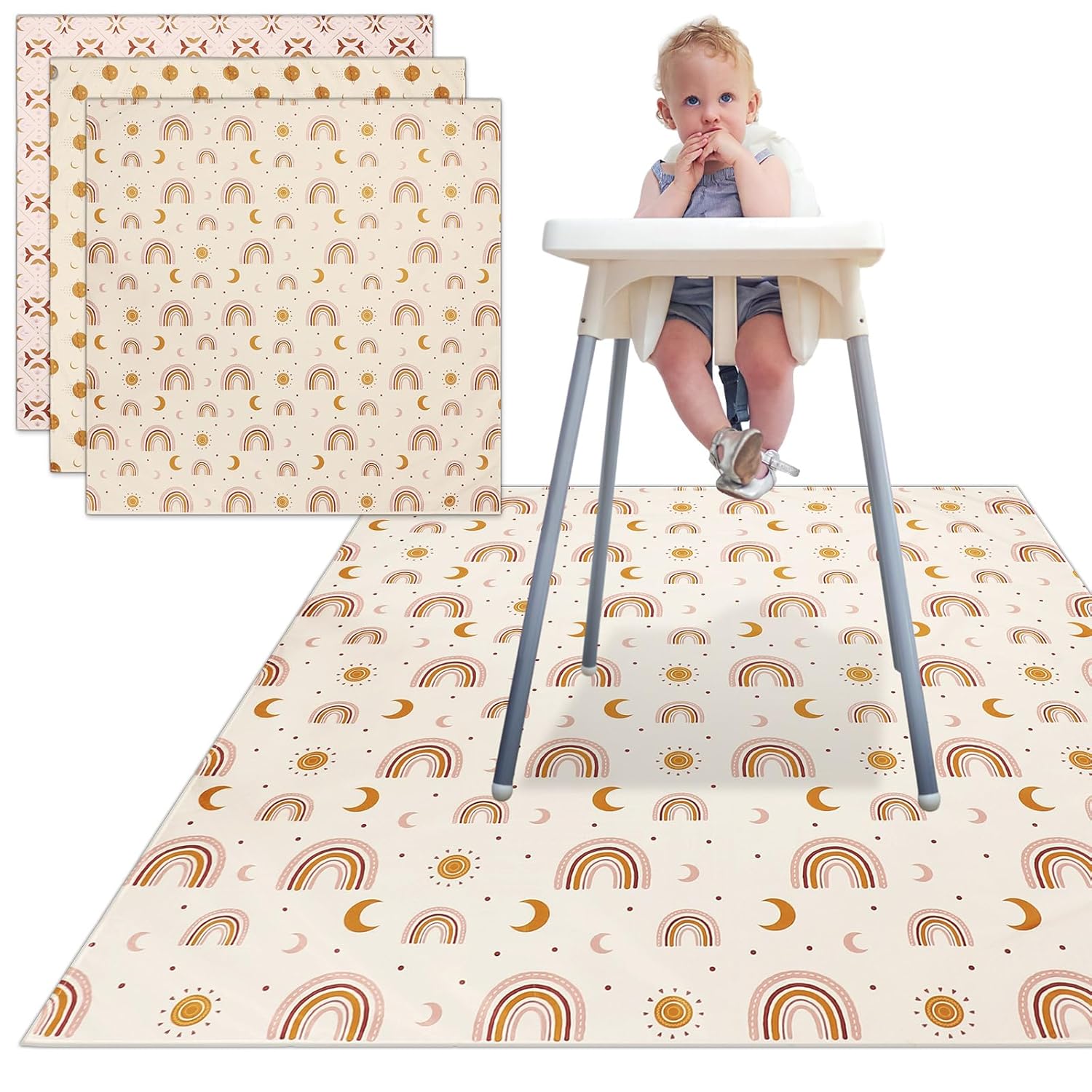 3 Pcs Baby Splat Mat for Under High Chair 51 x 51 Inch