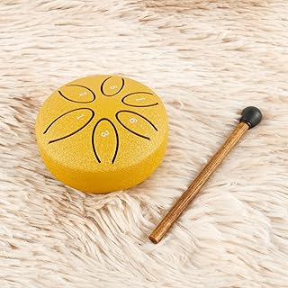 3 Inch Steel Rain Drum for Outdoor 6 Note Raindrum Instrument Soothing Sound Steel Mini Raindrum with Drum Mallet for Yoga Meditation Camping Music Enlightenment