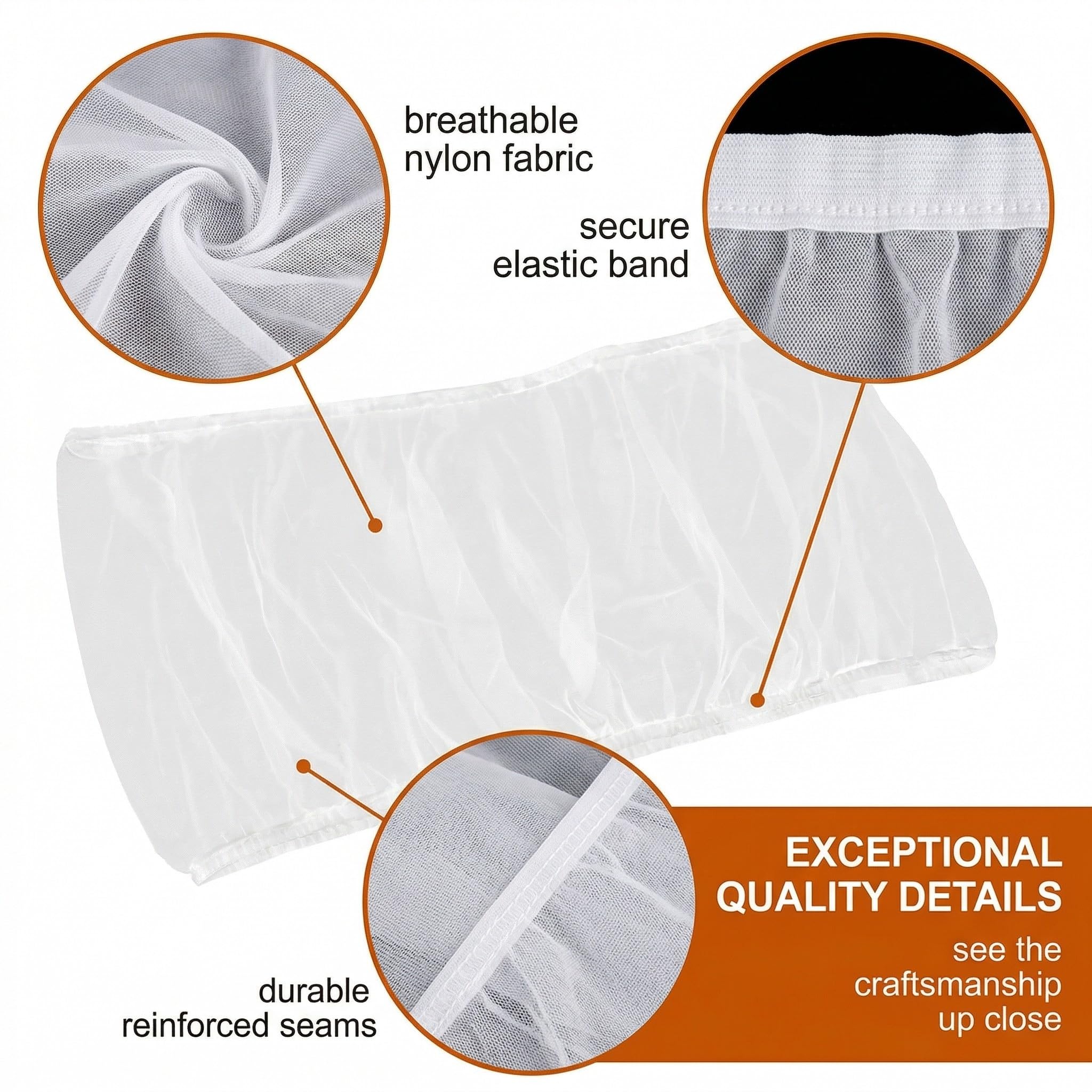 Copertura Gabbia Pappagalli 1 Pezzo Bianco Altezza 20 Cm Circonferenza 80-110 Cm Rete Nylon Ventilata