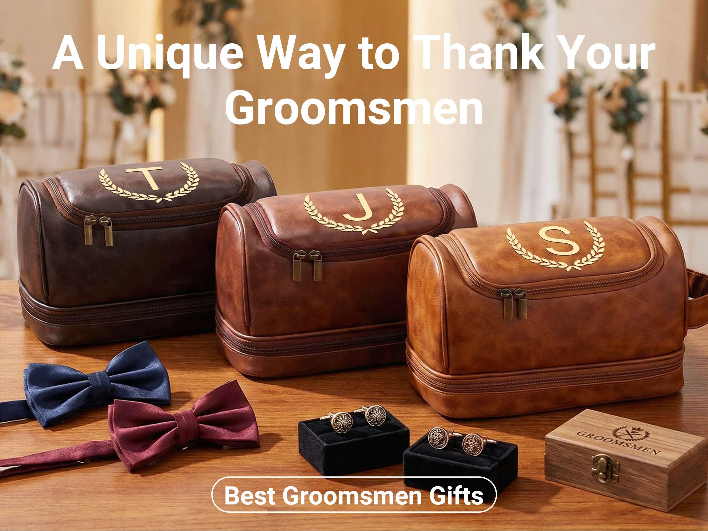 OXYEFEI Neceser personalizado para hombres, regalos personalizados para hombres para marido y papá, piel sintética con monograma personalizado, impermeable, artículos de aseo para hombre, kit esencial