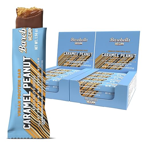 Barebells Plant Based Protein Bars, Peanut Caramel – 24 bars (2 Packs of 12) - 15g of Plant-Based High Protein Treats – Vegan Chocolate Nutrition Bar with 1g Total Sugar - On The Go Breakfast or Post-Workout Snack - Plant Based - Peanut Caramel - 1 count (Pack of 24)