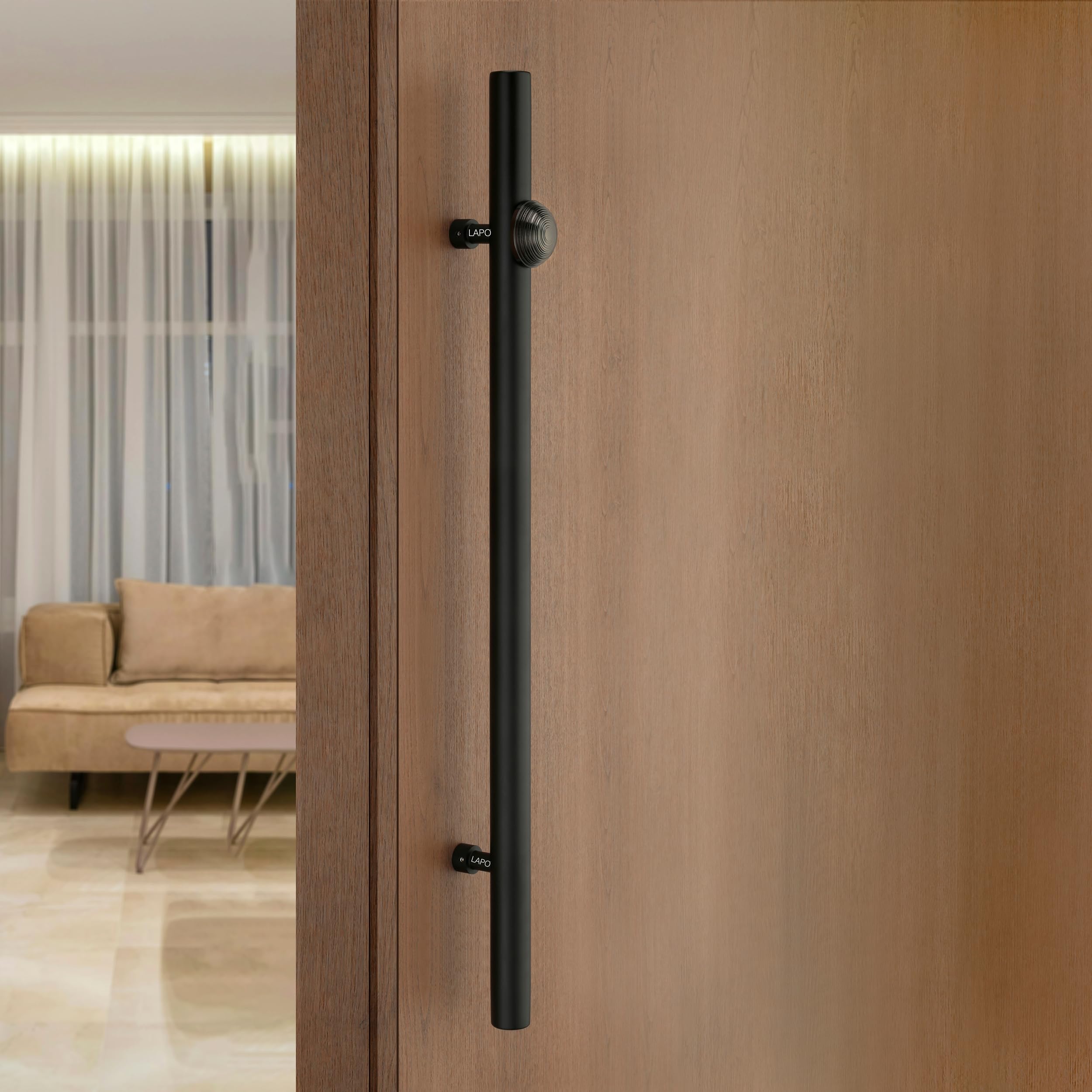 LAPO Heavy Duty 304 Stainless Steel 36 Inch Door Handle for Main Door Black Finish Pull Handle, Hole to Hole Size 26 Inch, 3 Years Warranty (Pack of 1)