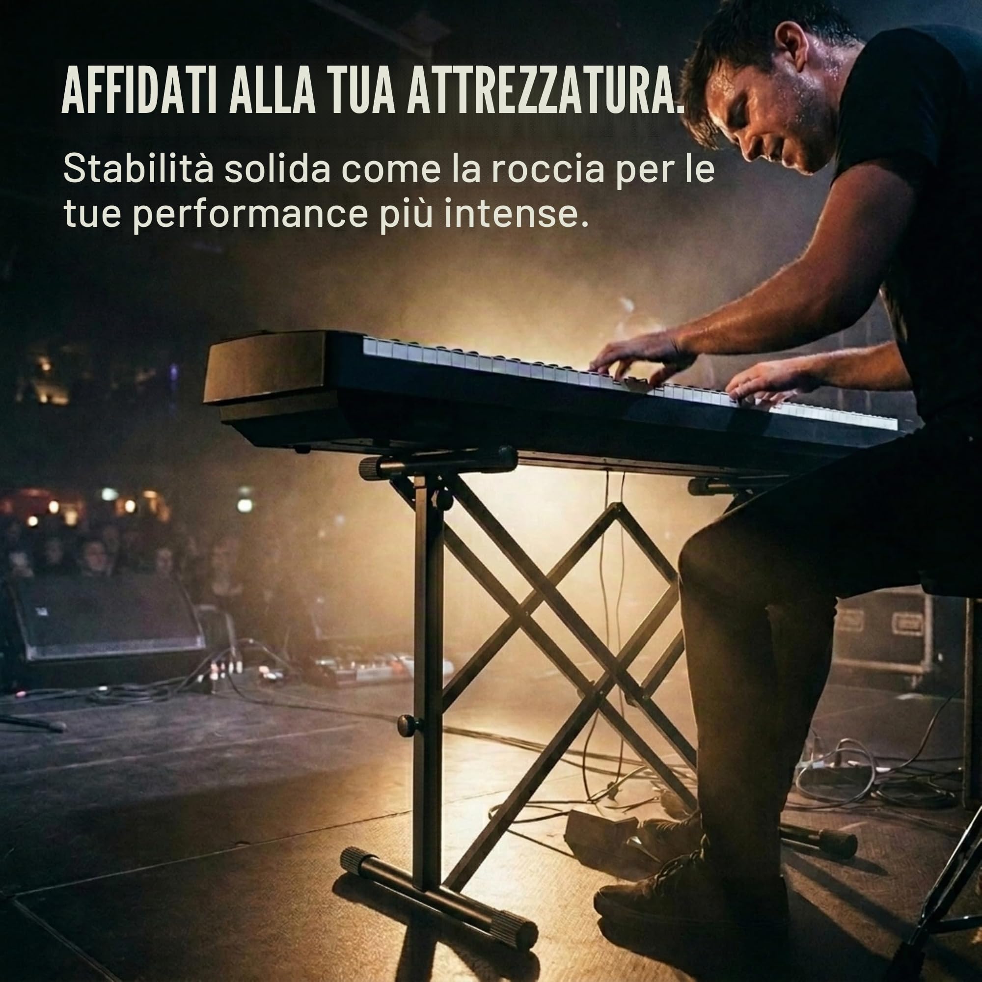 Classic Cantabile KBA-880BK Tastiera e Mixer Stand nero, 79 e 85 cm | Supporto per tastiera con meccanismo a forbice, Adatto per tastiere e stage piano, Profondità base: 46 cm, 79 e 85 cm, 1 kg