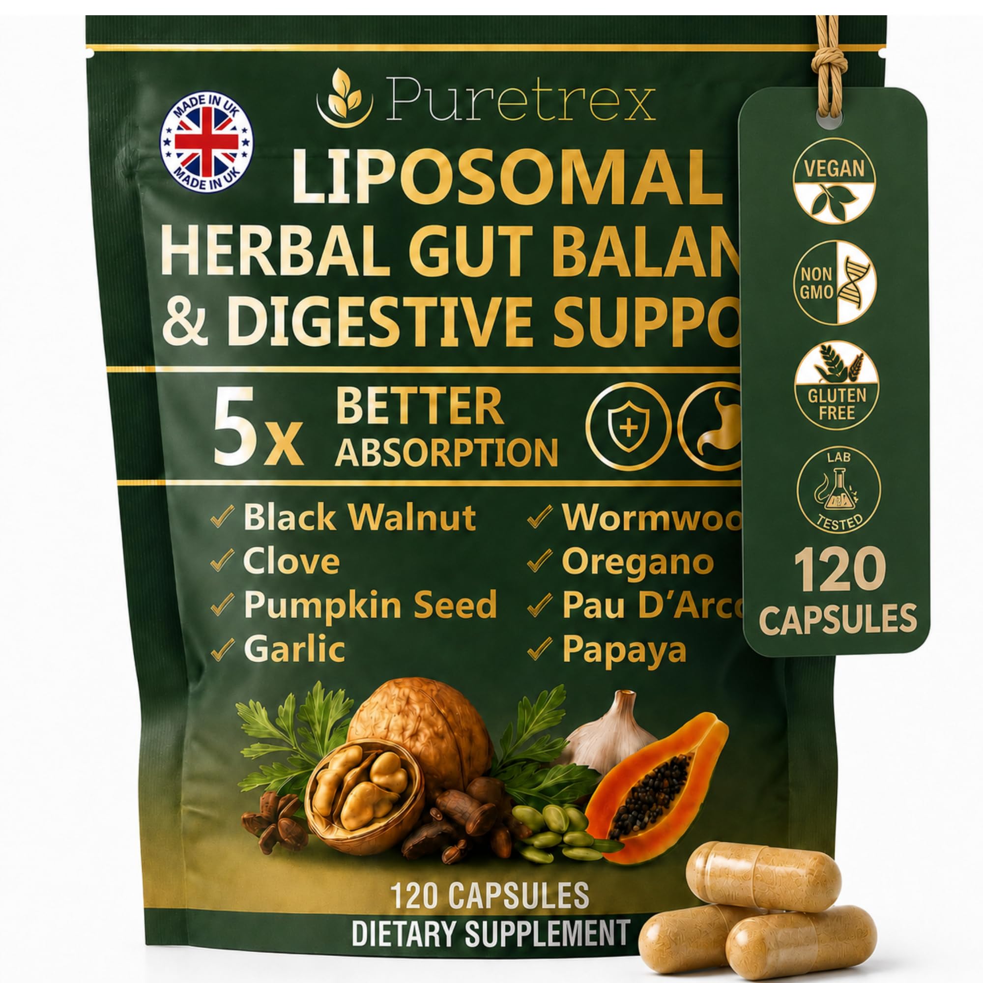 Amazon.com: PURETREX Liposomal Herbal Gut Support with Wormwood