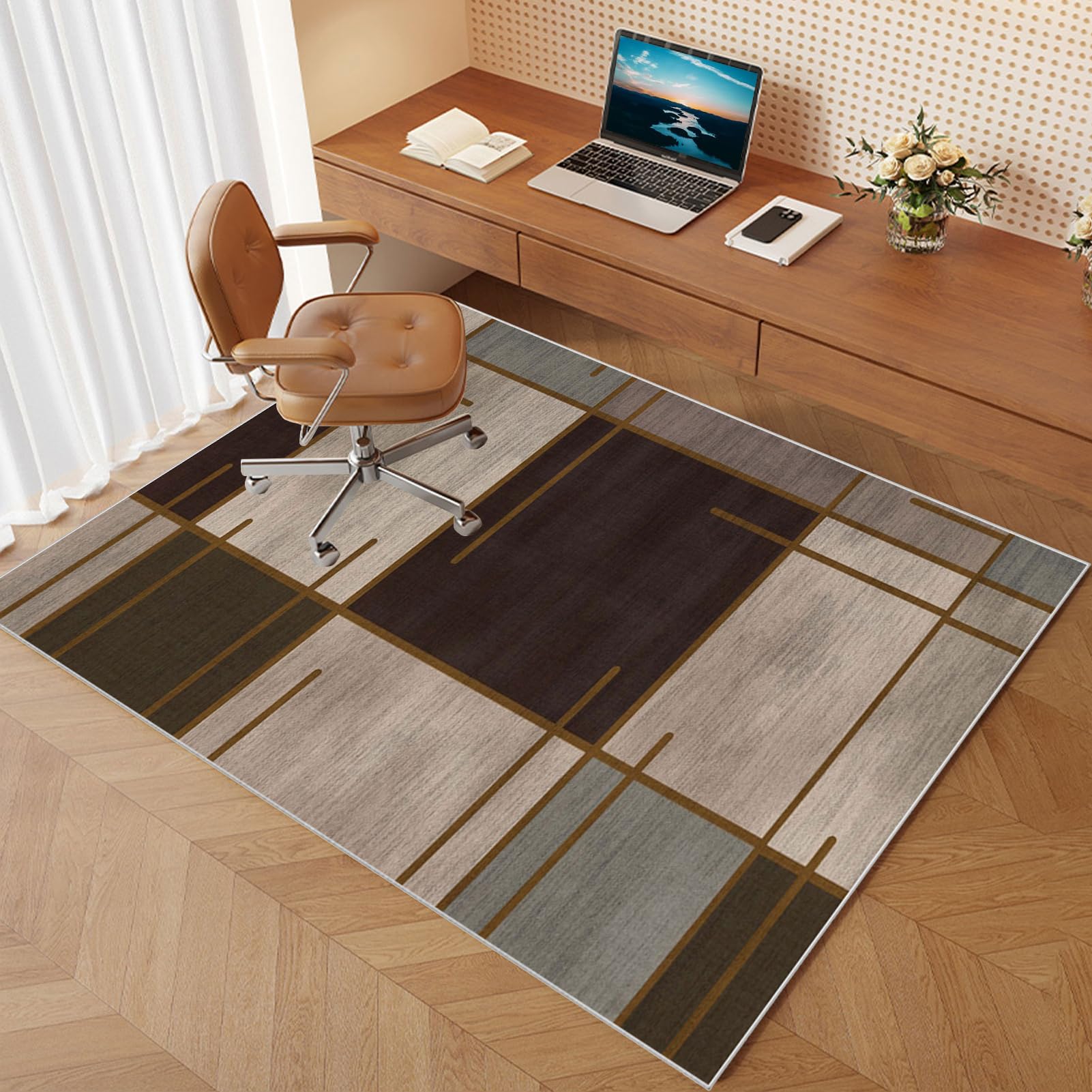 Xiaputcr Floor Mat for Office Chair Office Chair Mat for Hardwood Floor Non Slip Gaming Computer Chair Mat Multi-Purpose Floor Protectors for Rolling Chairs Carpet Protections Chair Mats 100 x 130 cm - Image 2