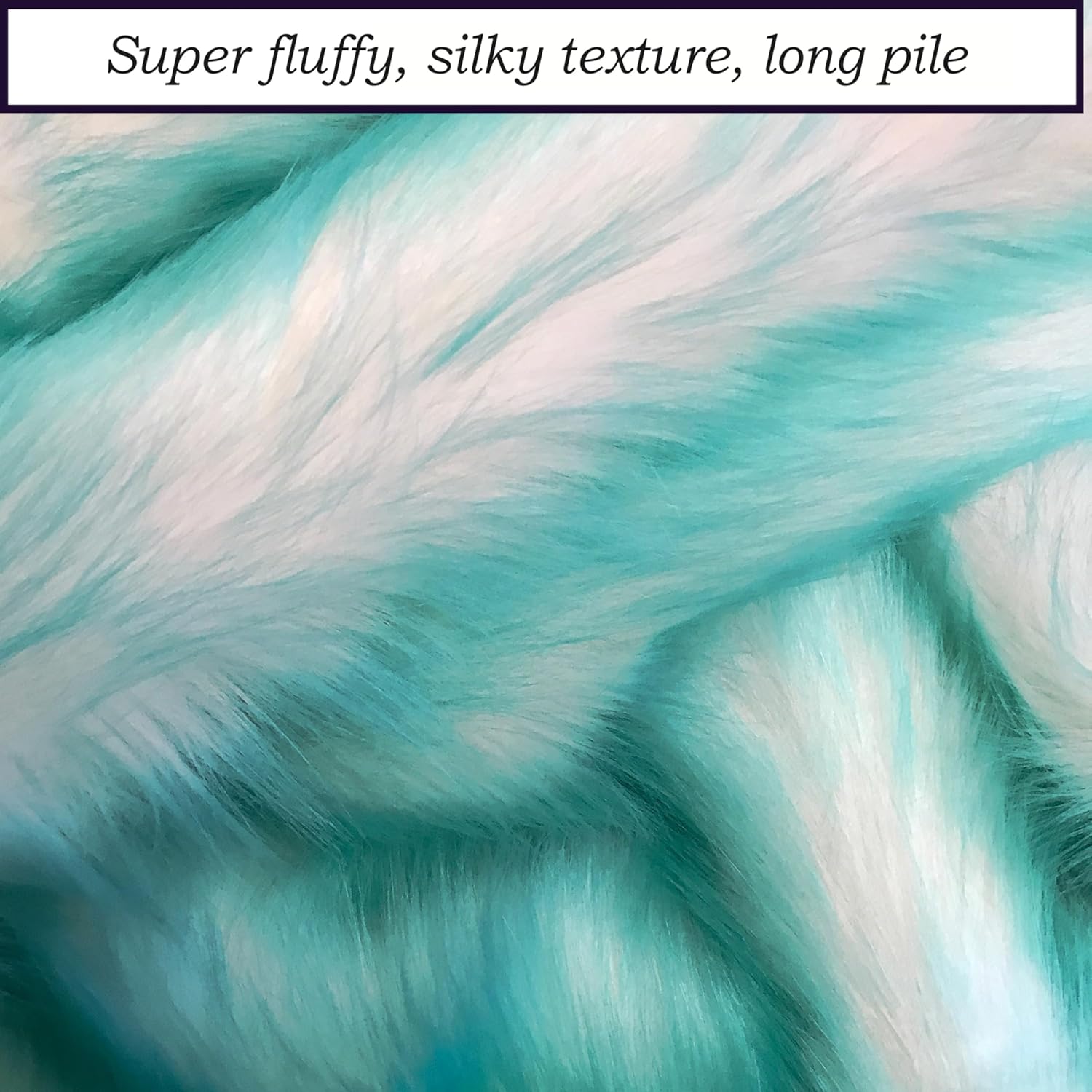 Bianna Candy Aruba Blue Faux Fur Fabric, American Seller, Luxury Shag Shaggy Material for Crafting, Sewing, Costumes, Fursuits, Home Decor (30x36 inches)