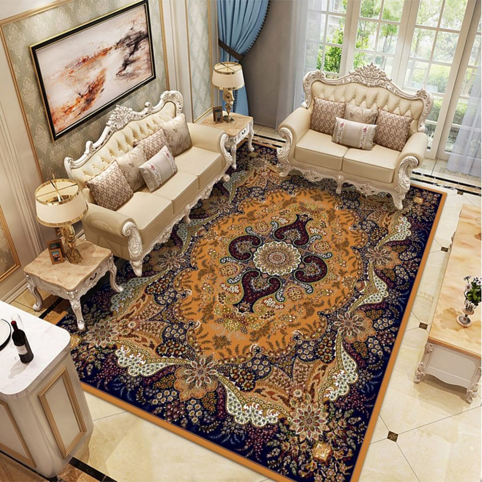 Tapis persan vintage antidérapant : fini les chutes au salon