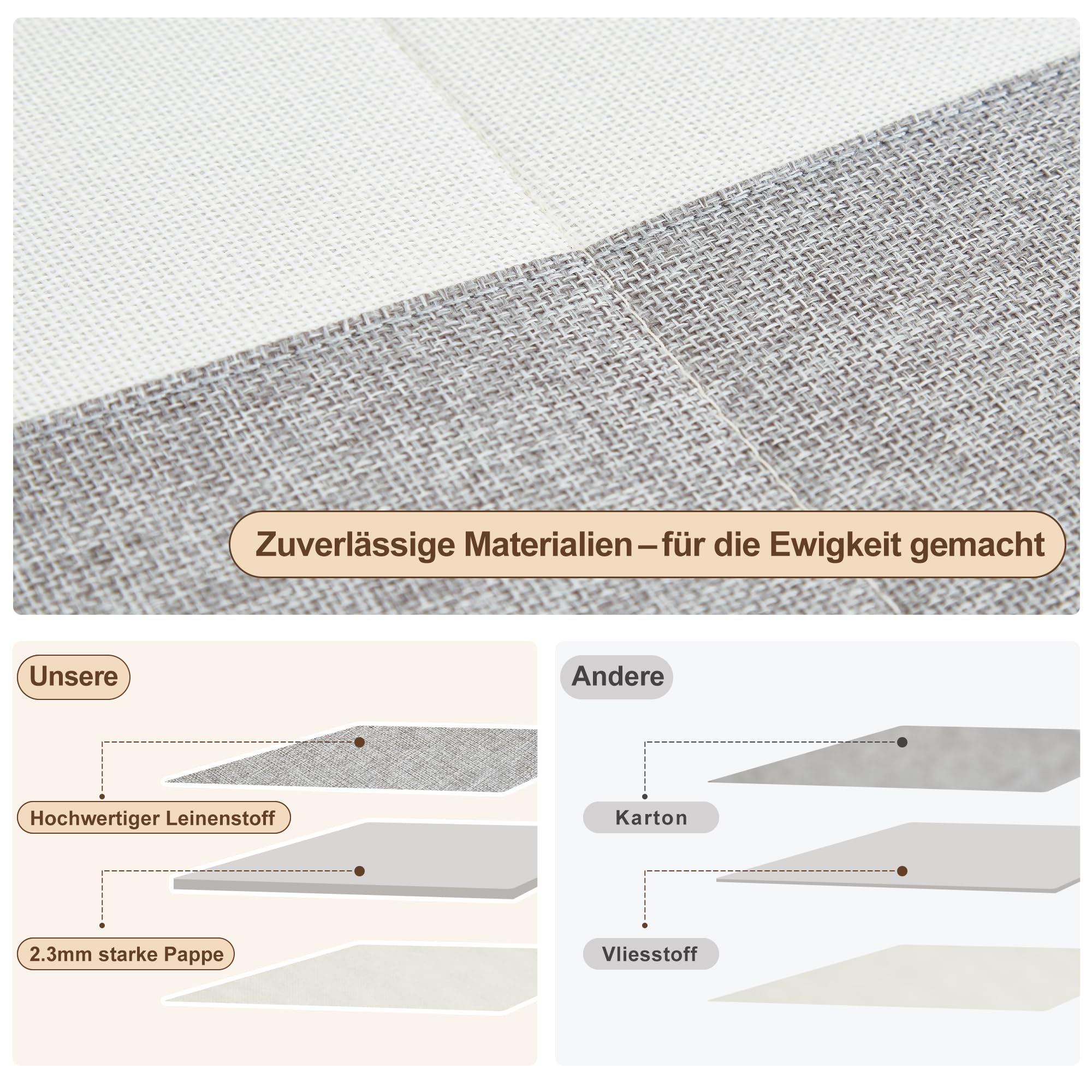 Bagnizer Faltbare Aufbewahrungsbox aus Stoff mit 2 PU-Griffe, 4er Set
