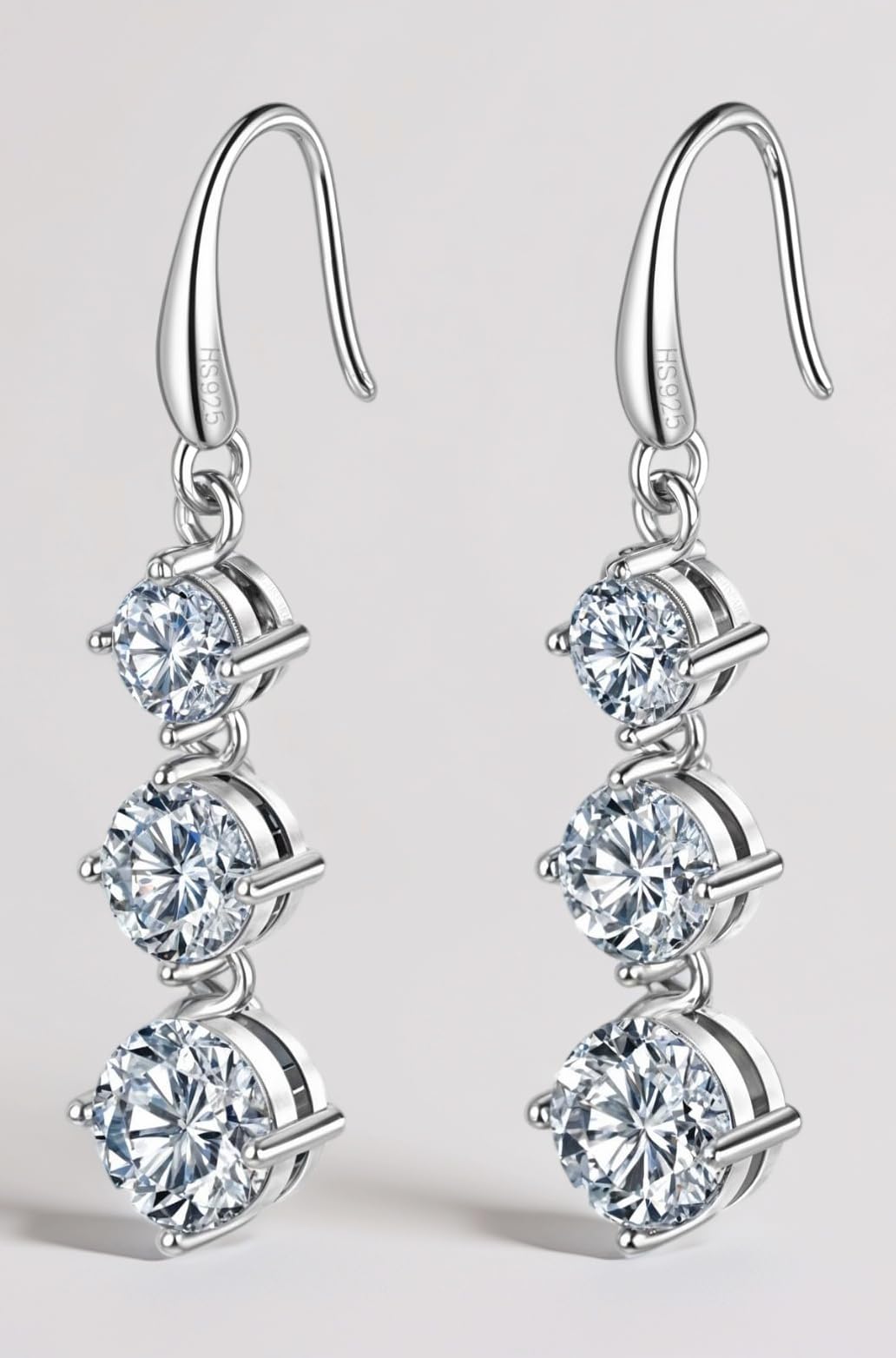 925 Silver Dangle Drop Solitaire Earrings | 92.5 Sterling Silver and Diamond Like Brilliance Sparkling Zirconia | Lovely Jewelry Gift