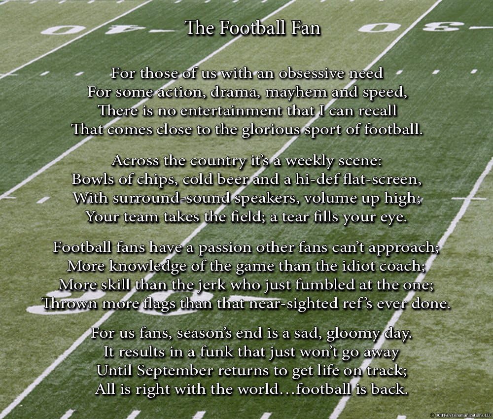 The Football Fan - Poem Print (8x10) - Great Football Gift for Any Fan, Occasion or Your Favorite Coach