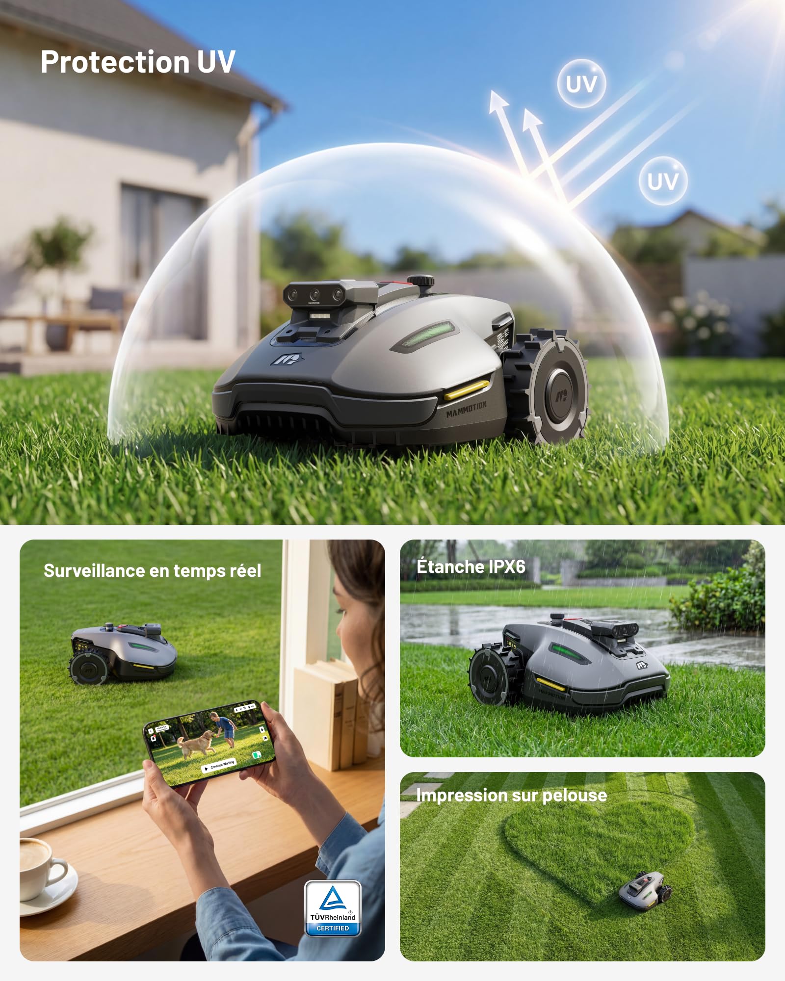 MAMMOTION YUKA Mini 2 500 Robot Tondeuse, jusqu'à 500m²
