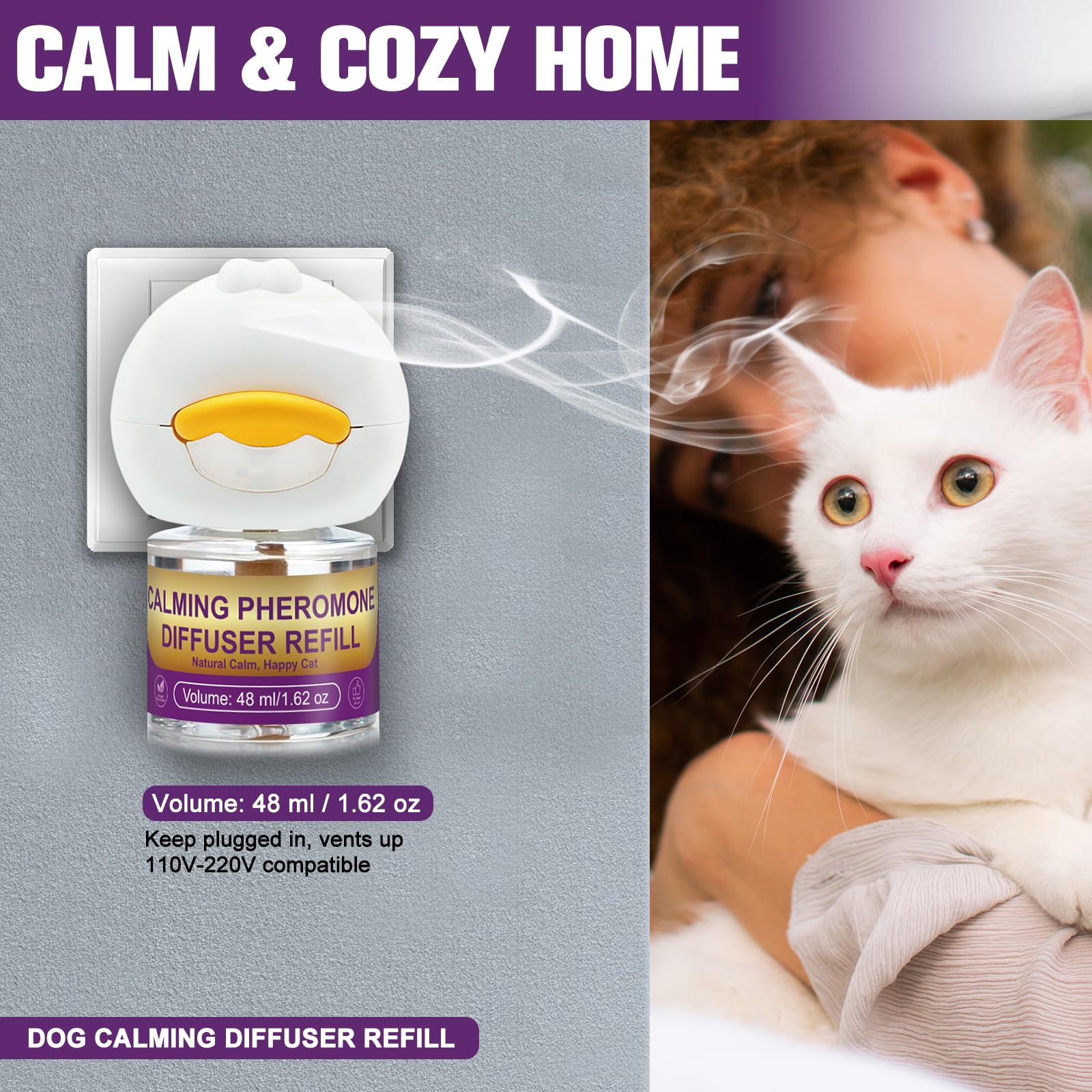 Kit Diffusore di Feromoni Calmanti per Gatti – 2 Diffusori + 4 Ricariche, Riduce l'Ansia e l'Urminazione Inappropriata, Ideale per Traslochi, Temporali e Nuovi Ambienti, Blu | Formula sicura e naturale, senza farmaci Riproduce feromoni calmanti della madr