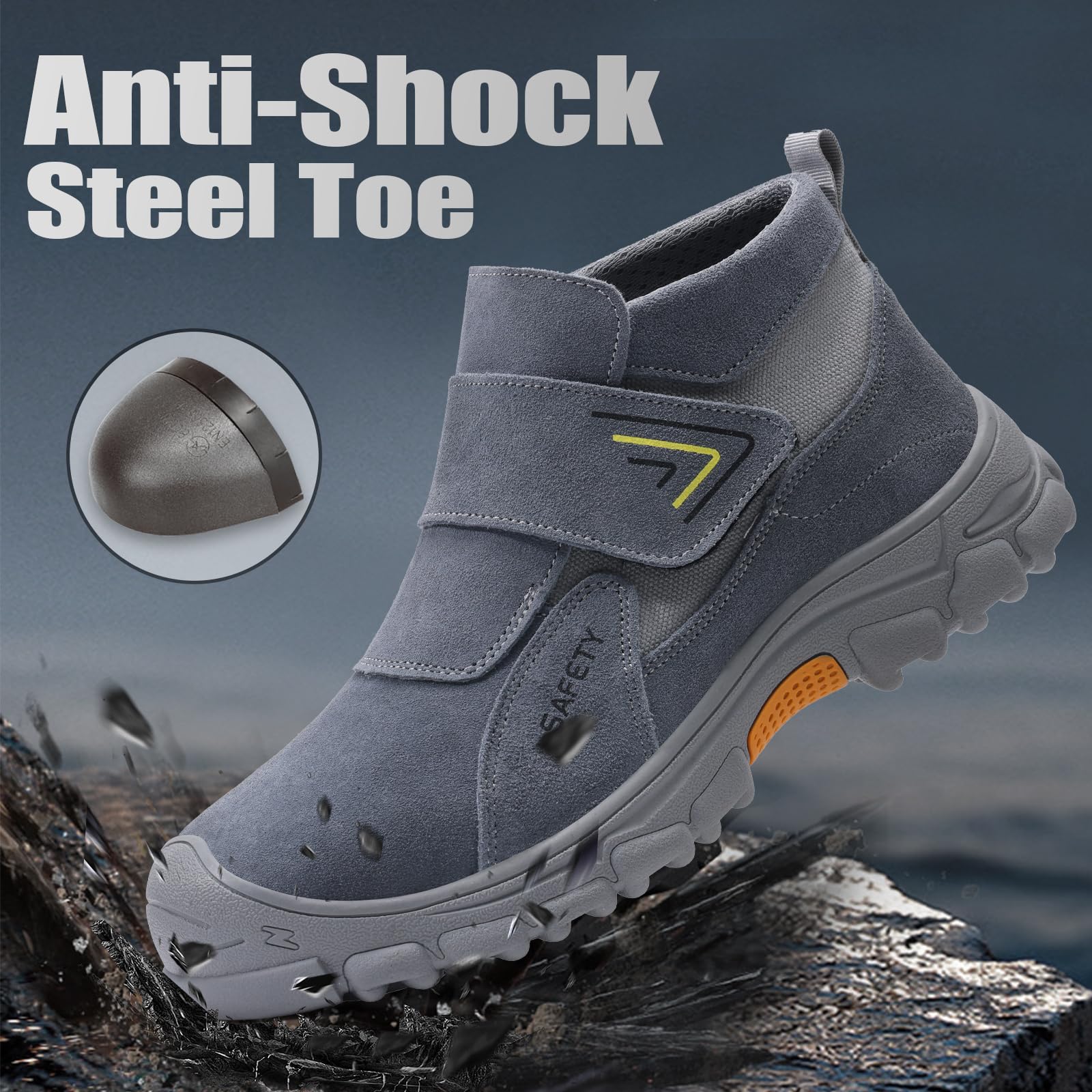 LAoutun Scarpe Antinfortunistiche da Uomo, Scarpe da Lavoro da Uomo, con Punta in Acciaio, Scarpe da Lavoro Leggere, Abbigliamento da Lavoro