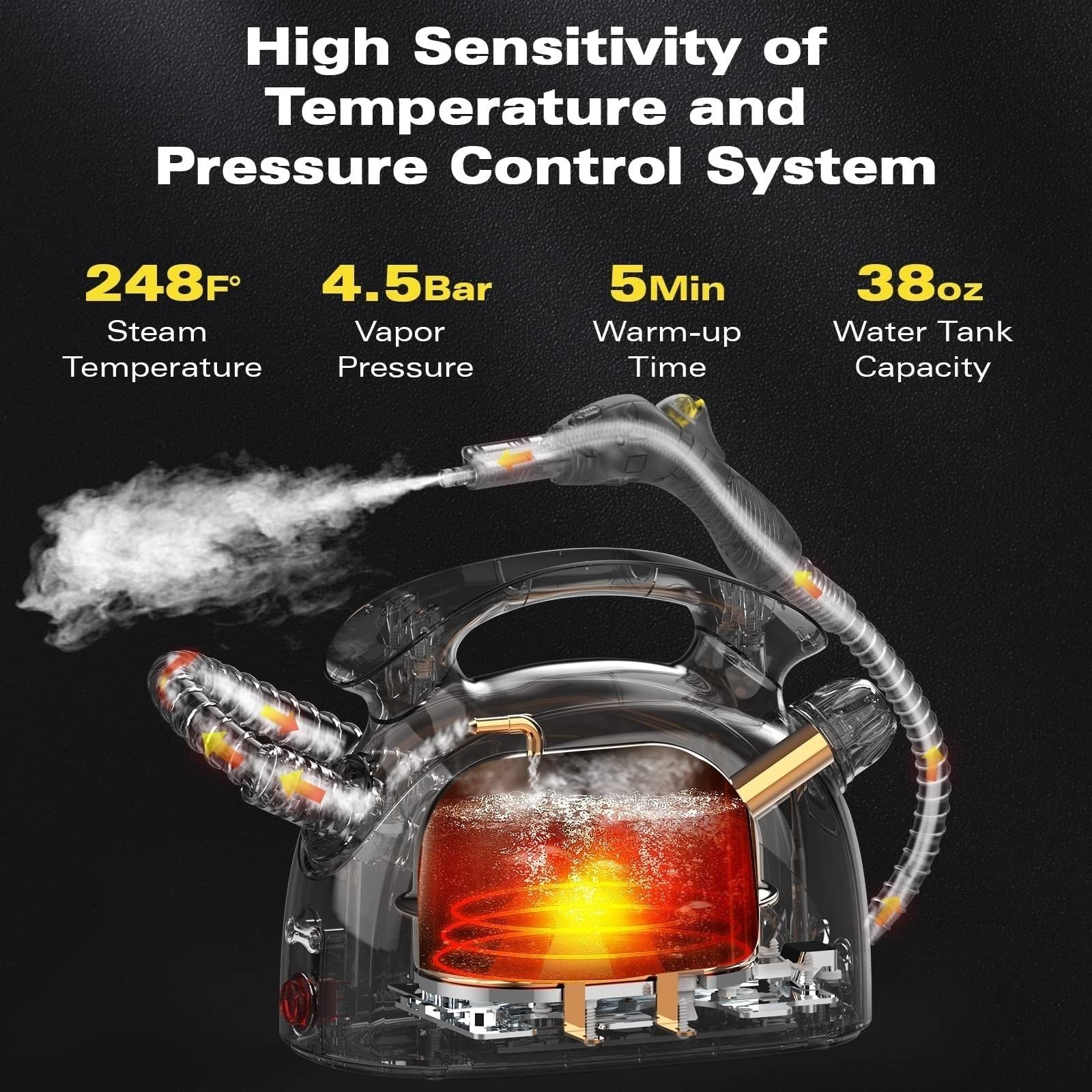Limpiador a vapor, limpiador de vapor de mano con 21 accesorios, 120.0 °C de alta temperatura, adecuado para lechada de cemento, suelos, sofás