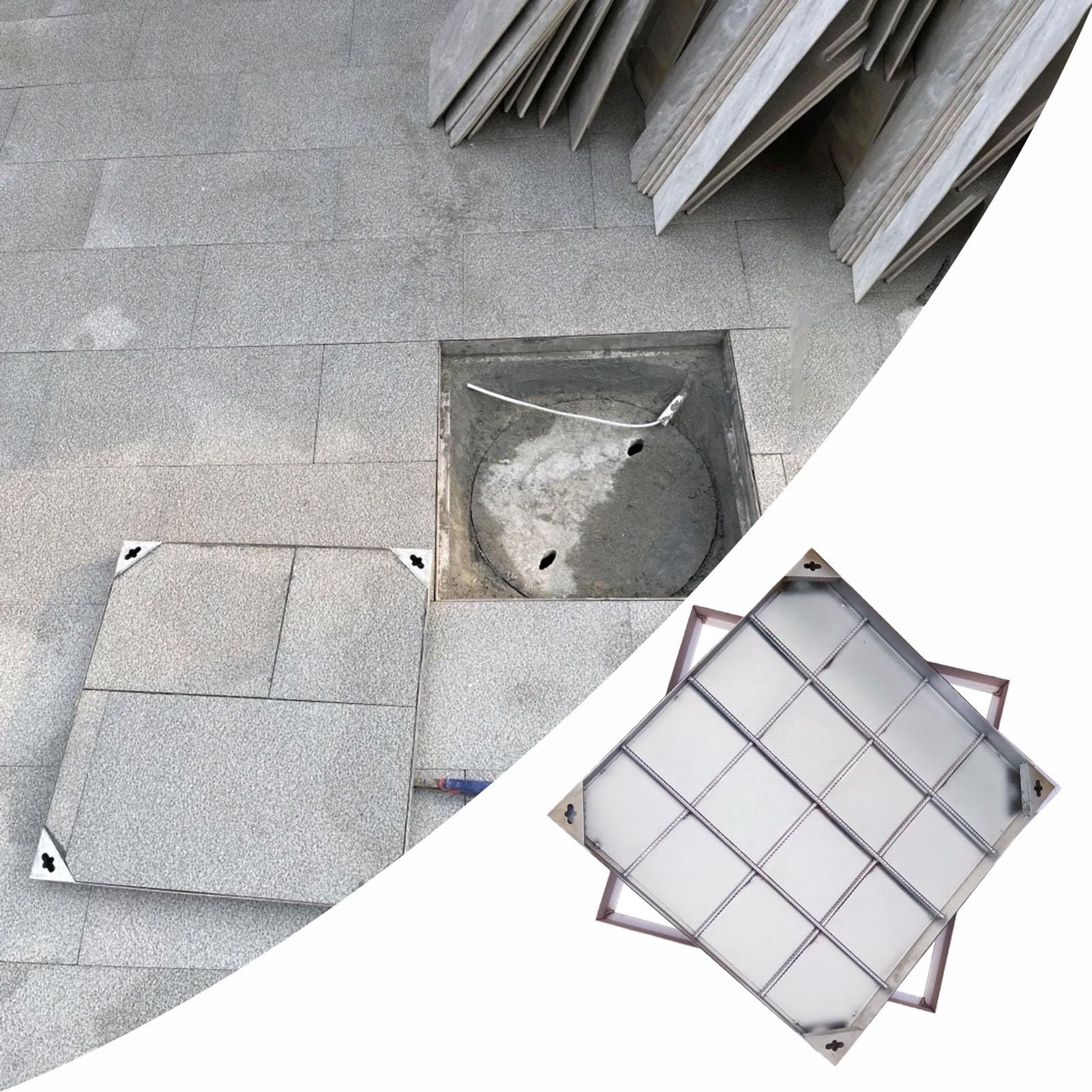 Couvercle de fosse septique carré 60x60x8 cm pour inspection et bassin extérieur