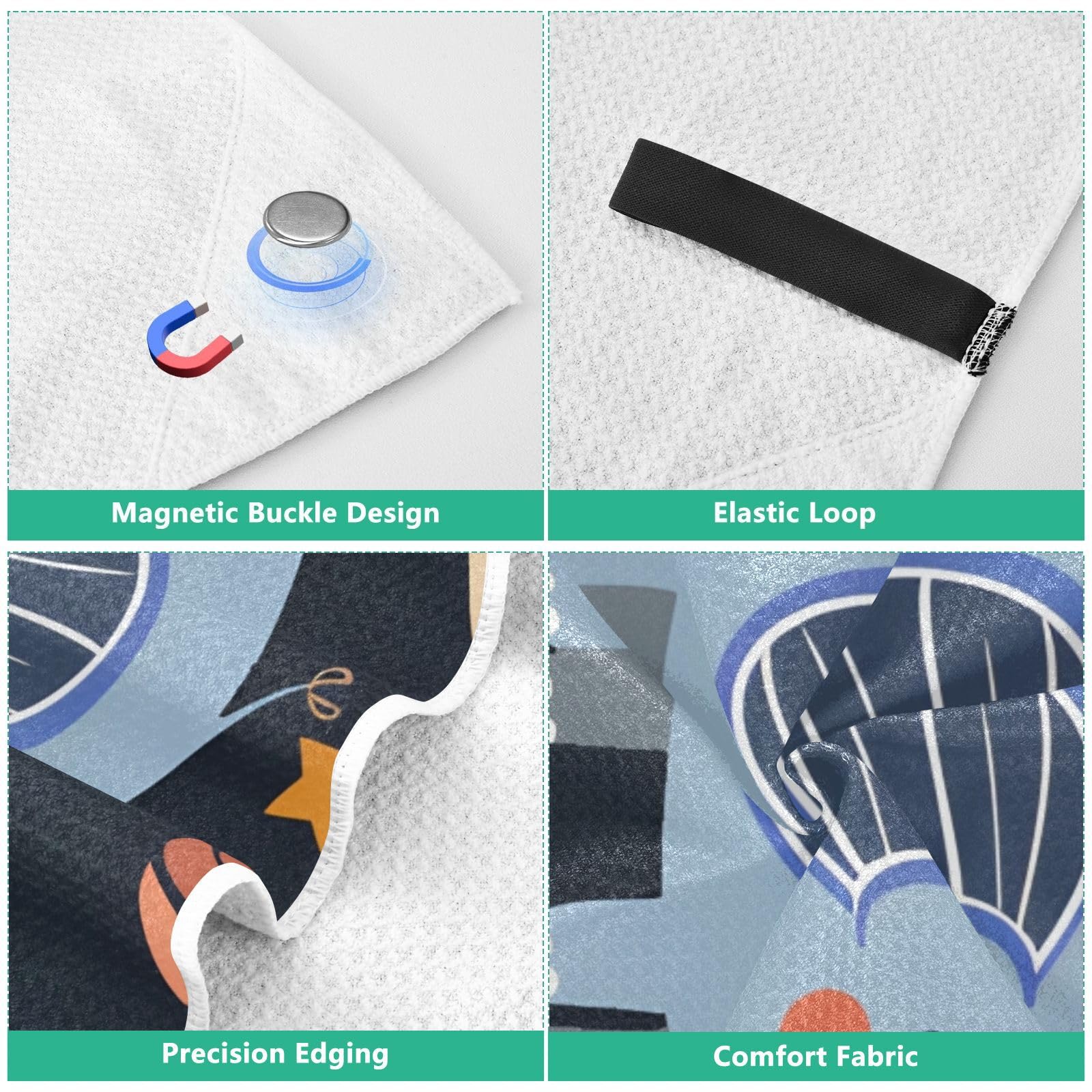 Grandes serviettes de plage avec sacs en maille pour adultes, petit éléphant et étoiles, serviette de bain avec fermeture magnétique, anti-sable, absorbante à séchage rapide, pour piscine