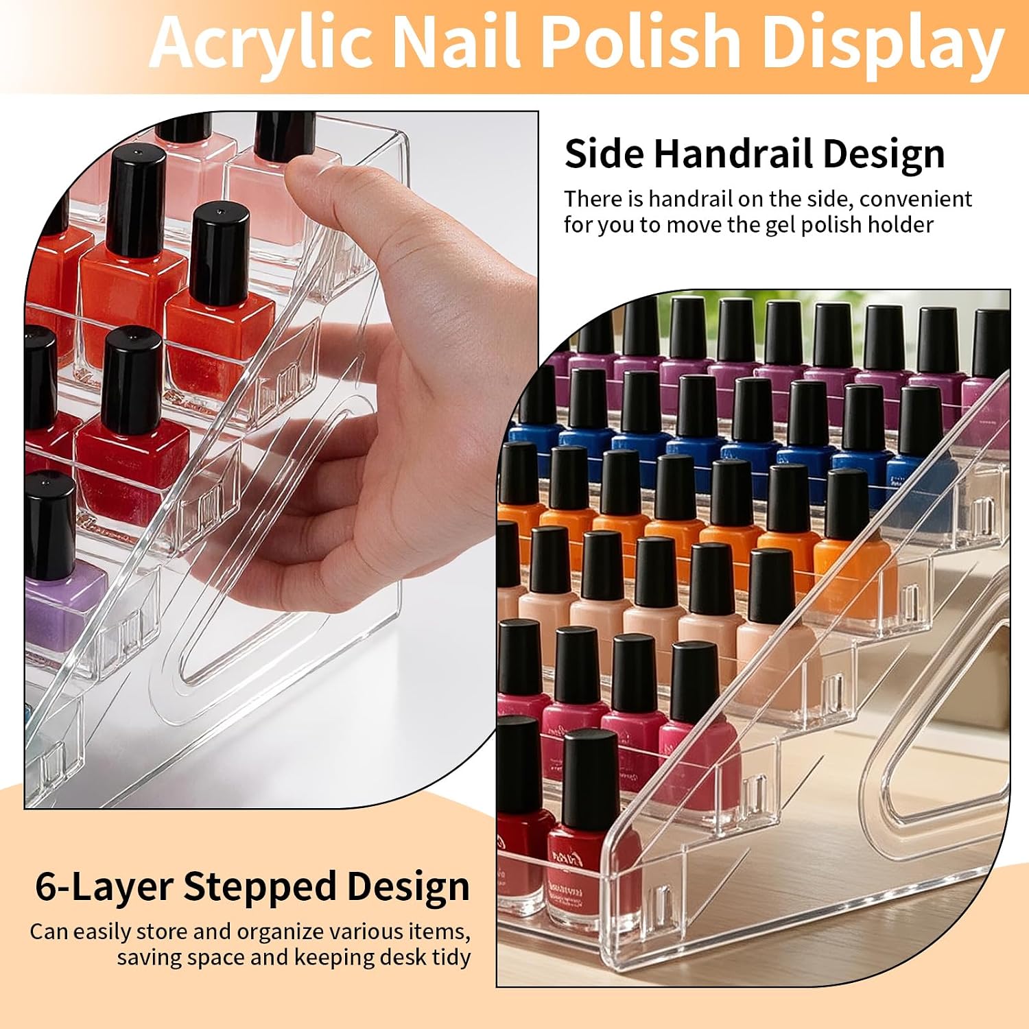 1 PC Nail Polish Organizer Holder Rack, 6 Tiers, Hold up to 54 Bottles