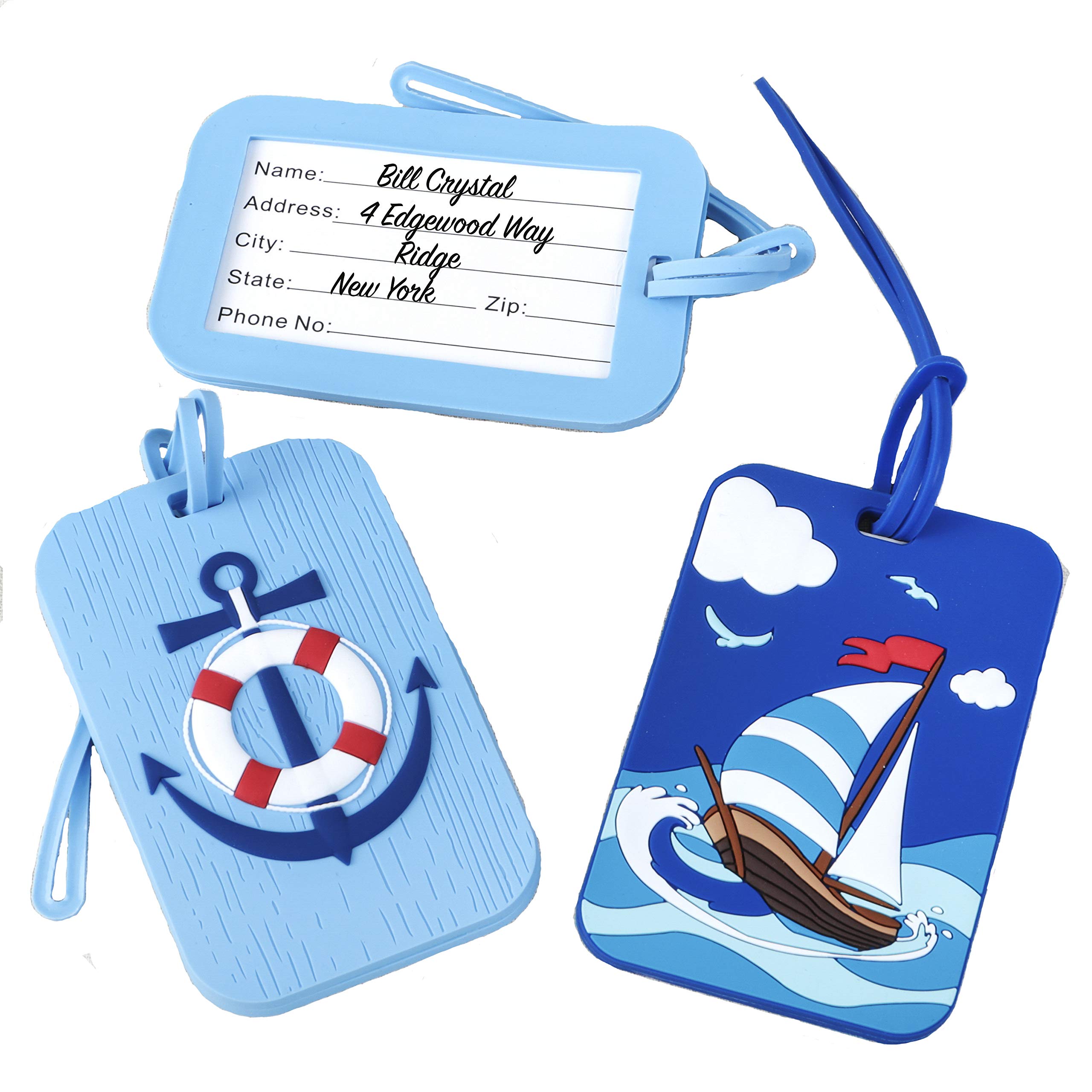 Nautical Anchor and Sail Boat Luggage Tags - Set of Two