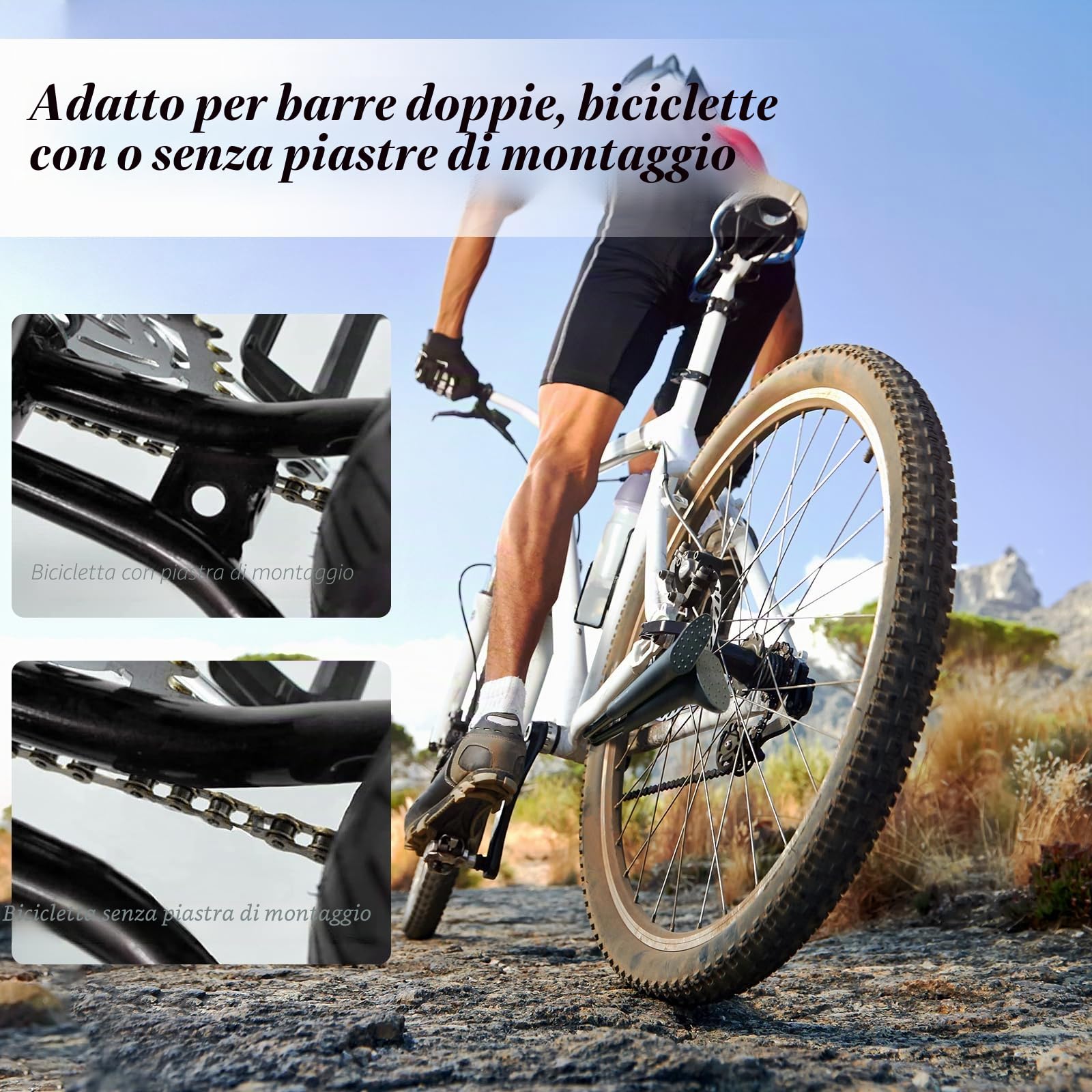Cavalletto Bici Robusto, Cavalletto per Bicicletta in Alluminio, Cavalletto Posteriore Bici Regolabile, Porta Bici da Terra per Bici da 20-28 Pollici