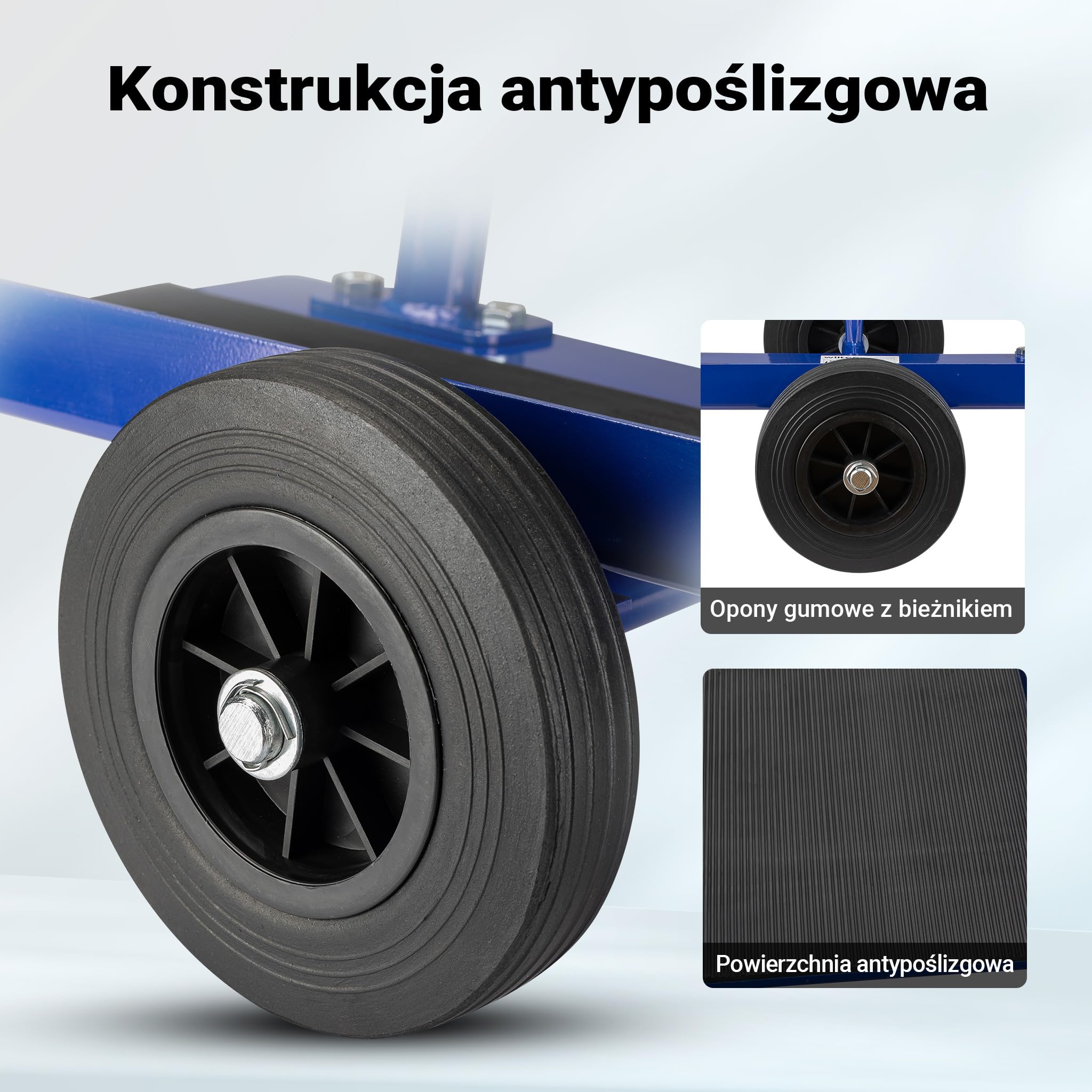 Wiltec Wózek transportowy do płyt maks. 300 kg, niebieski, 2 kółka, wąska konstrukcja, do transportu np. szyb, drwi, okien i płyt gipsowo-kartonowych,
