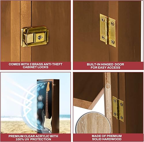 Miniatura 84 de PENNZONI Vitrina para guitarra eléctrica, estuche acrílico para guitarra eléctrica, soporte de pared, estuche de pared para guitarra hecha de marco