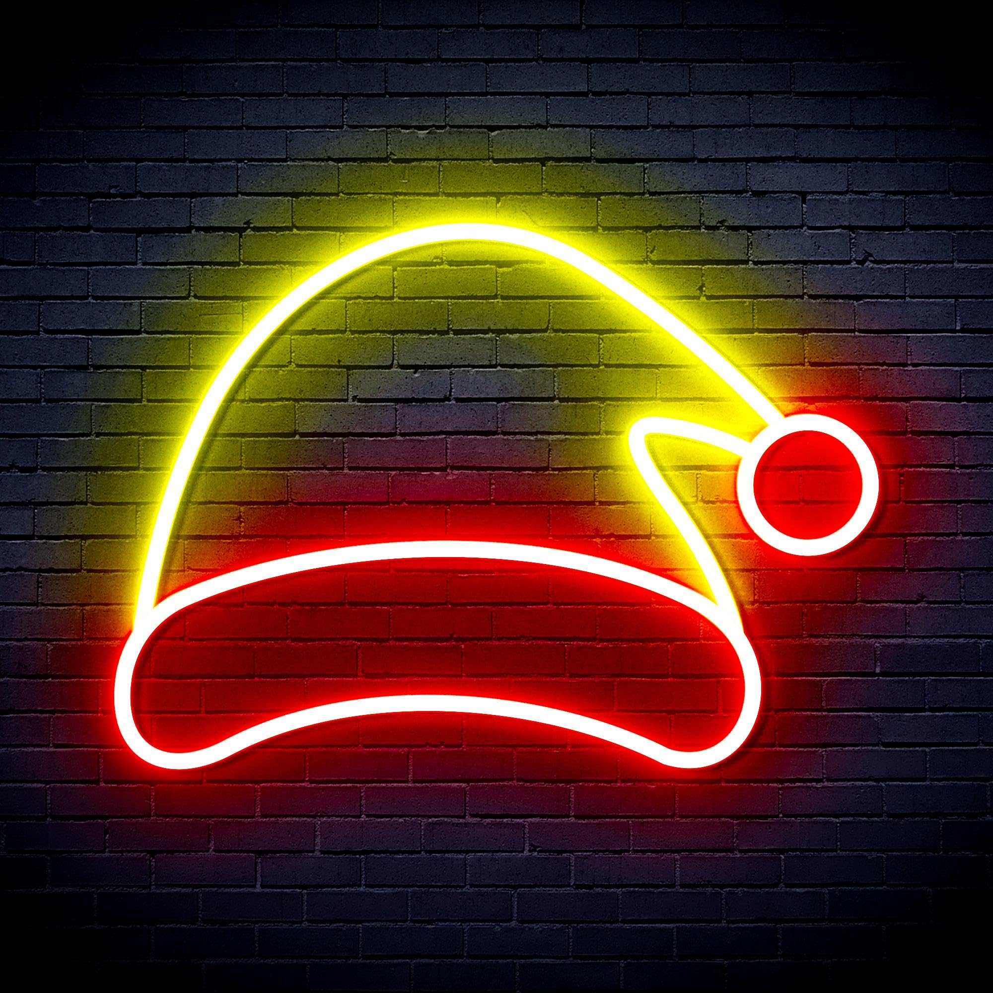 ADVPRO Letrero de neón LED de silicona flexible con sombrero de Navidad, rojo y amarillo, st16s66-fnu0141-ry