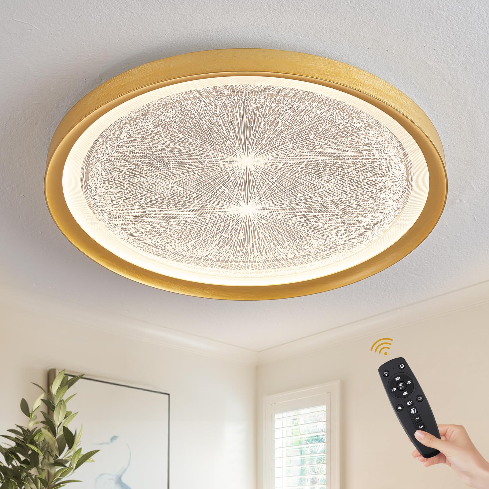Photo 1 of Modern LED Celing Light 20'' Flush Mount Ceiling Light with Remote Firework Dimmable LED