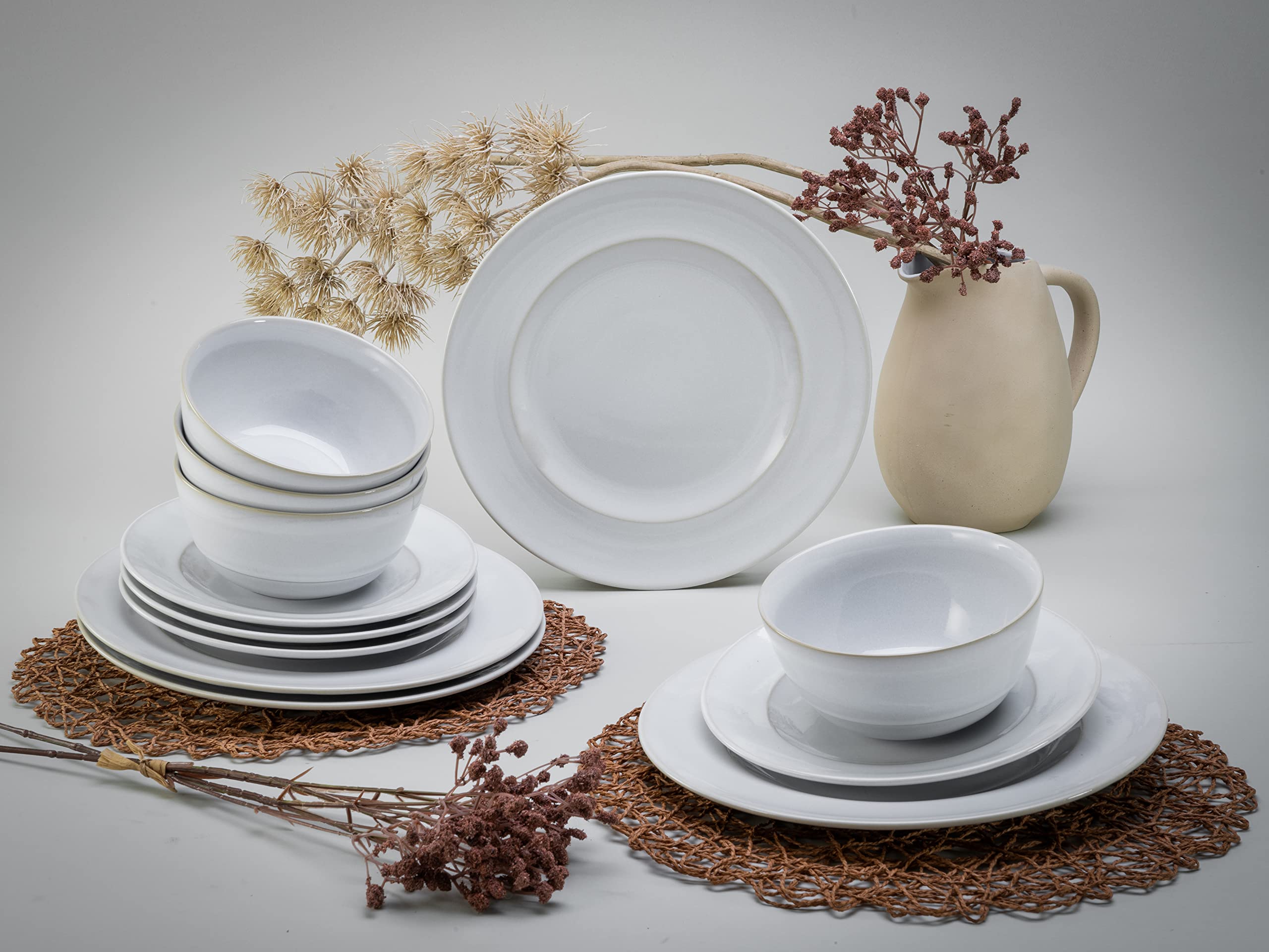 CreaTable, 23670, seria ANTIQUE offwhite, zestaw naczyń, zestaw talerzy 12-częściowy