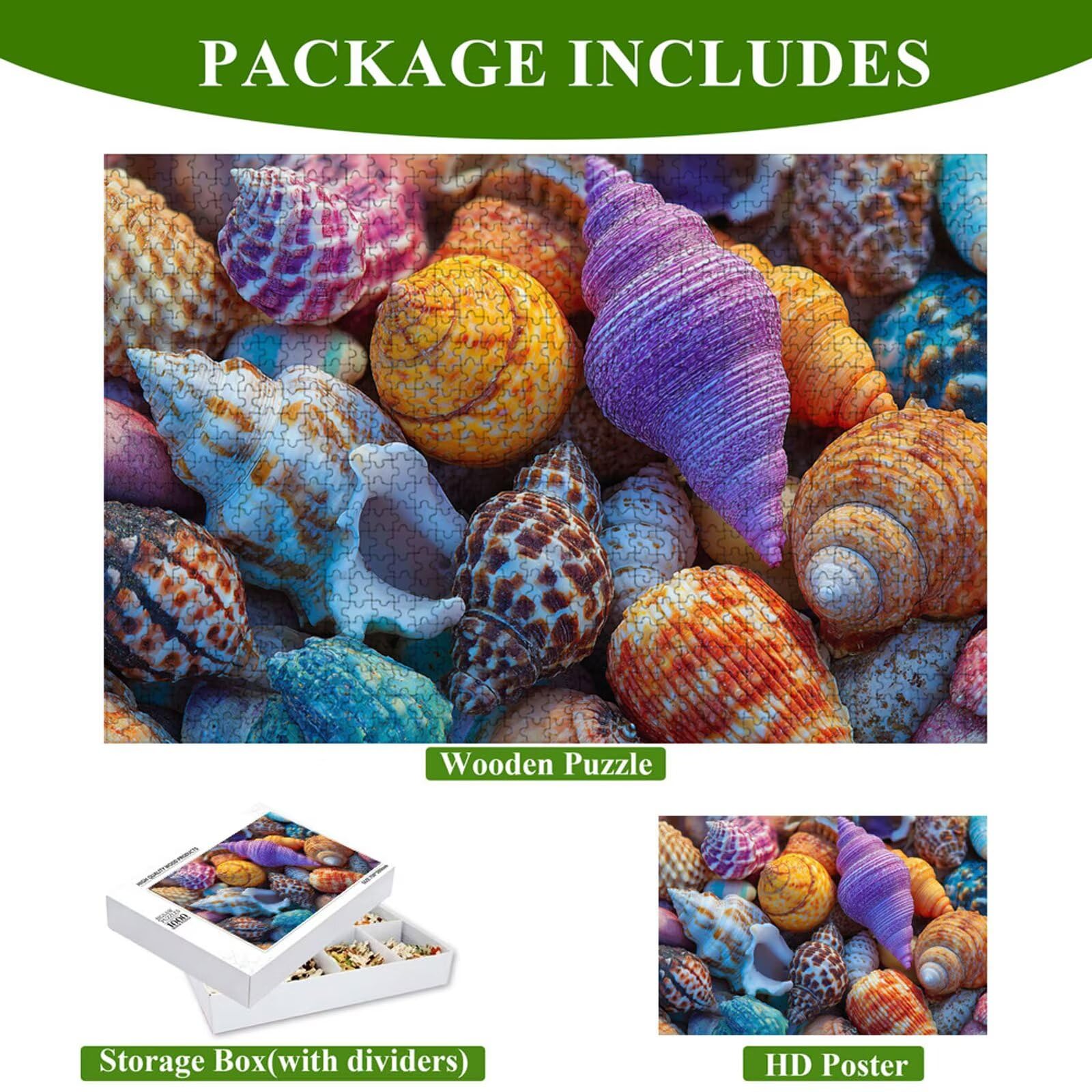 Puzzle 2000 elementów dla dorosłych - kolor i muszla - klasyczne drewniane puzzle z precyzyjnym cięciem i nadrukiem HD - 75 x 105 cm - relaks, uważność i dekoracja ścienna prezent - nie poniżej 14