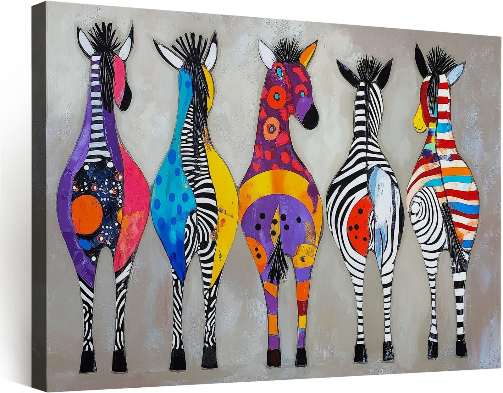 Generisch Leinwand Bilder Mit Rahmen Groß Pop Art Wildtier Tier Zebra, Gerahmt Leinwandbilder Bild auf Leinwand Wandbild Leinwand für Wohnzimmer Kinderzimmer Flur 140 x 70 cm