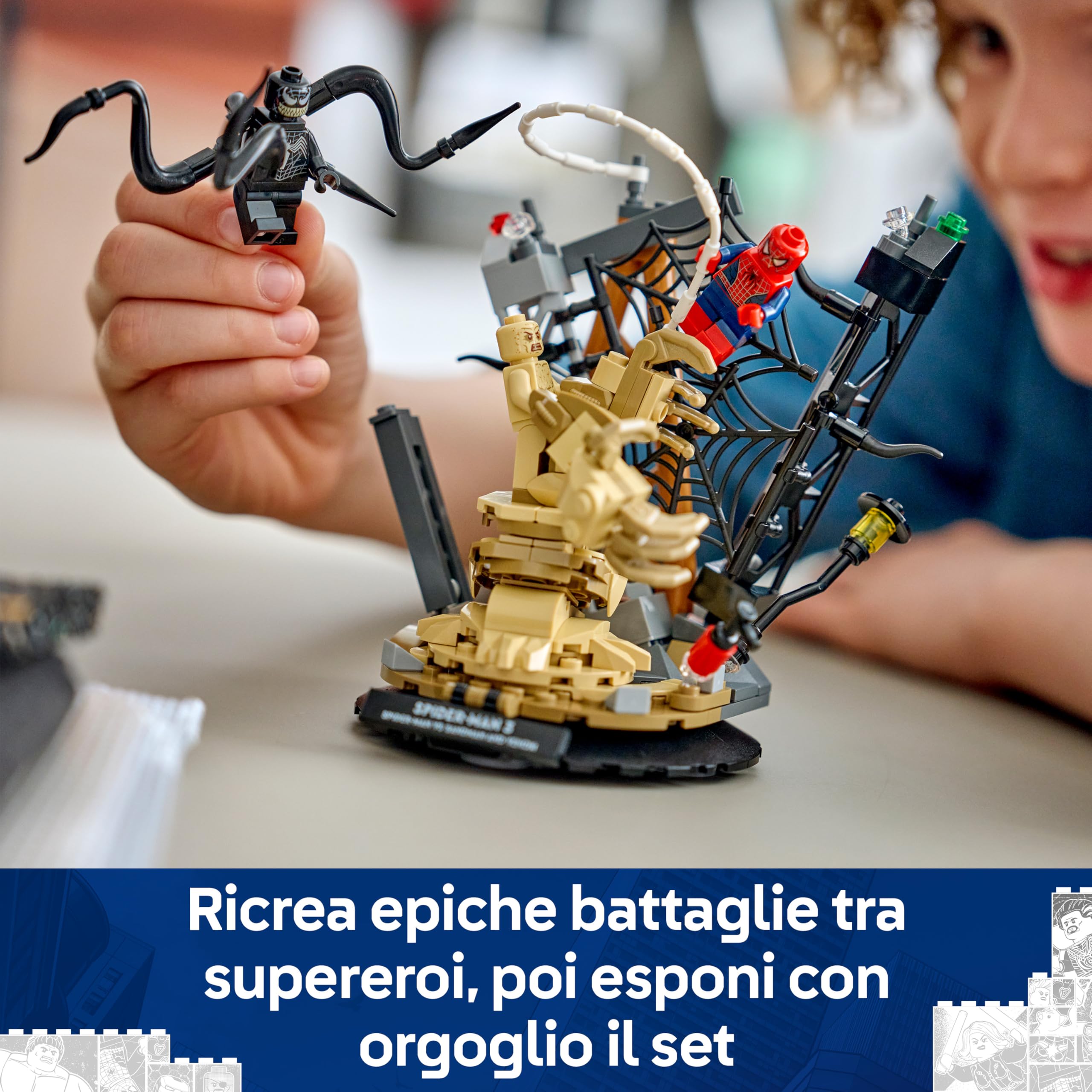 LEGO | Marvel Battaglia Epica: Spider-Man vs. Sandman - Giocattolo dei Supereroi con 3 Minifigure Inclusi Spider-Man & Venom, e Cantiere Edile - Regalo per Bambini da 9 Anni in su Fan dei Film - 76334