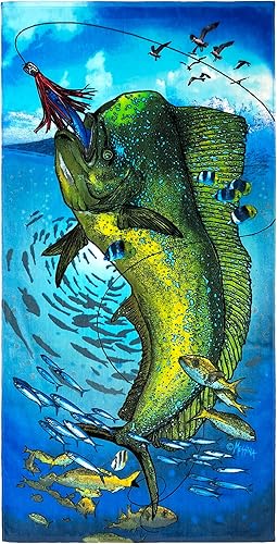 Beachland Toalla de playa Dolphin Fish de 30 x 60 pulgadas, Mahi-Mahi, 100% algodón (1 toalla de 30 x 60 pulgadas, pez delfín) disponible en Yaxa Venezuela