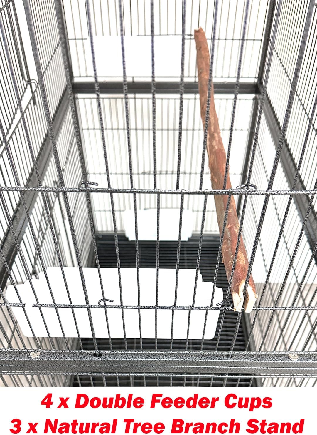 Extra Large Durable Wrought Iron Metal Bird Flight Parrot Breeder Home Cage with Double Large Front Doors 4 Side Pull Up Doors Rolling Stand Storage Shelf Lockable Wheels