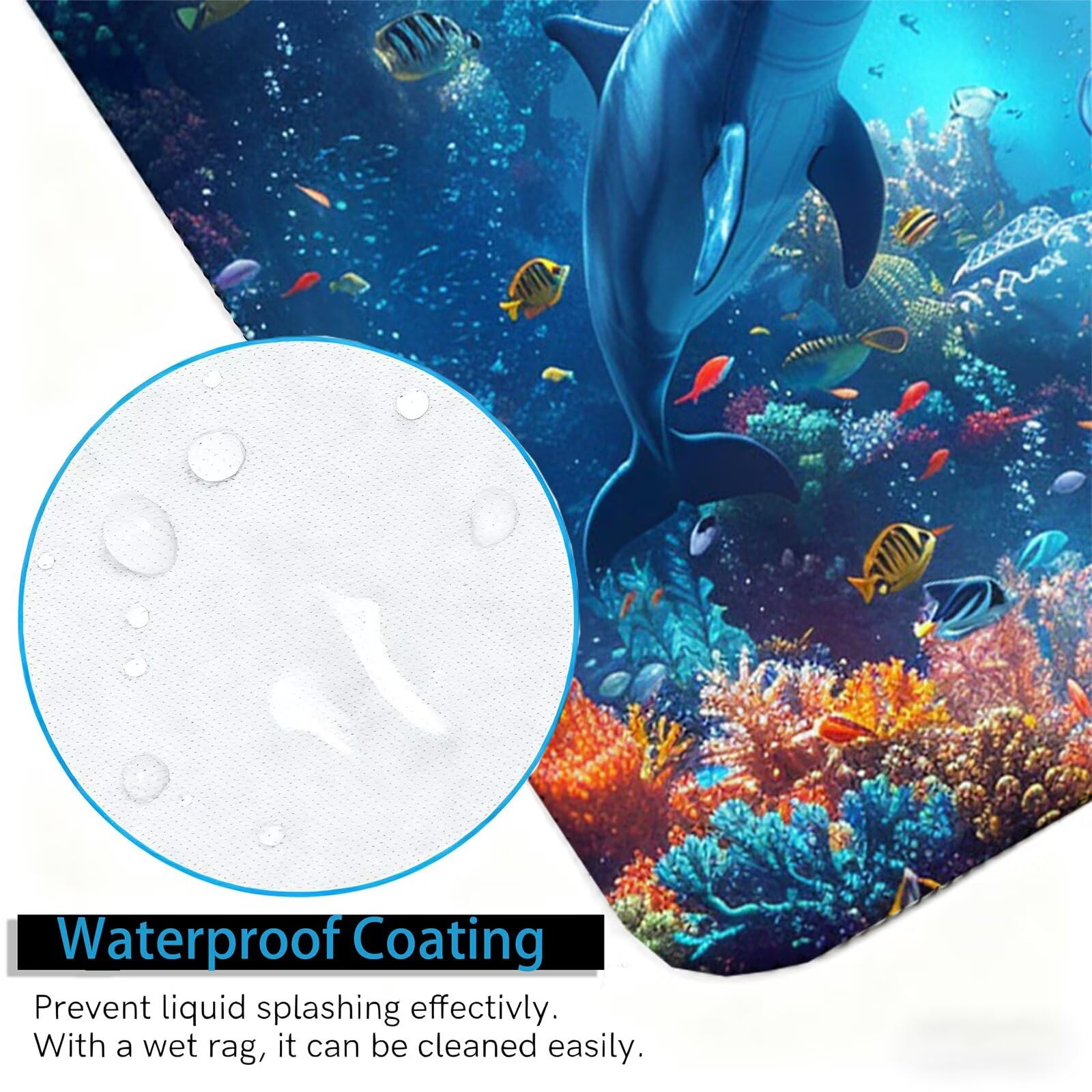Niebieska podkładka pod mysz gamingowa XXL, 1200 x 600 mm, podkładka na biurko, duża podkładka pod mysz z delfinem, antypoślizgowa konstrukcja, lepsza kontrola, podkładka do pisania, wyposażenie domu