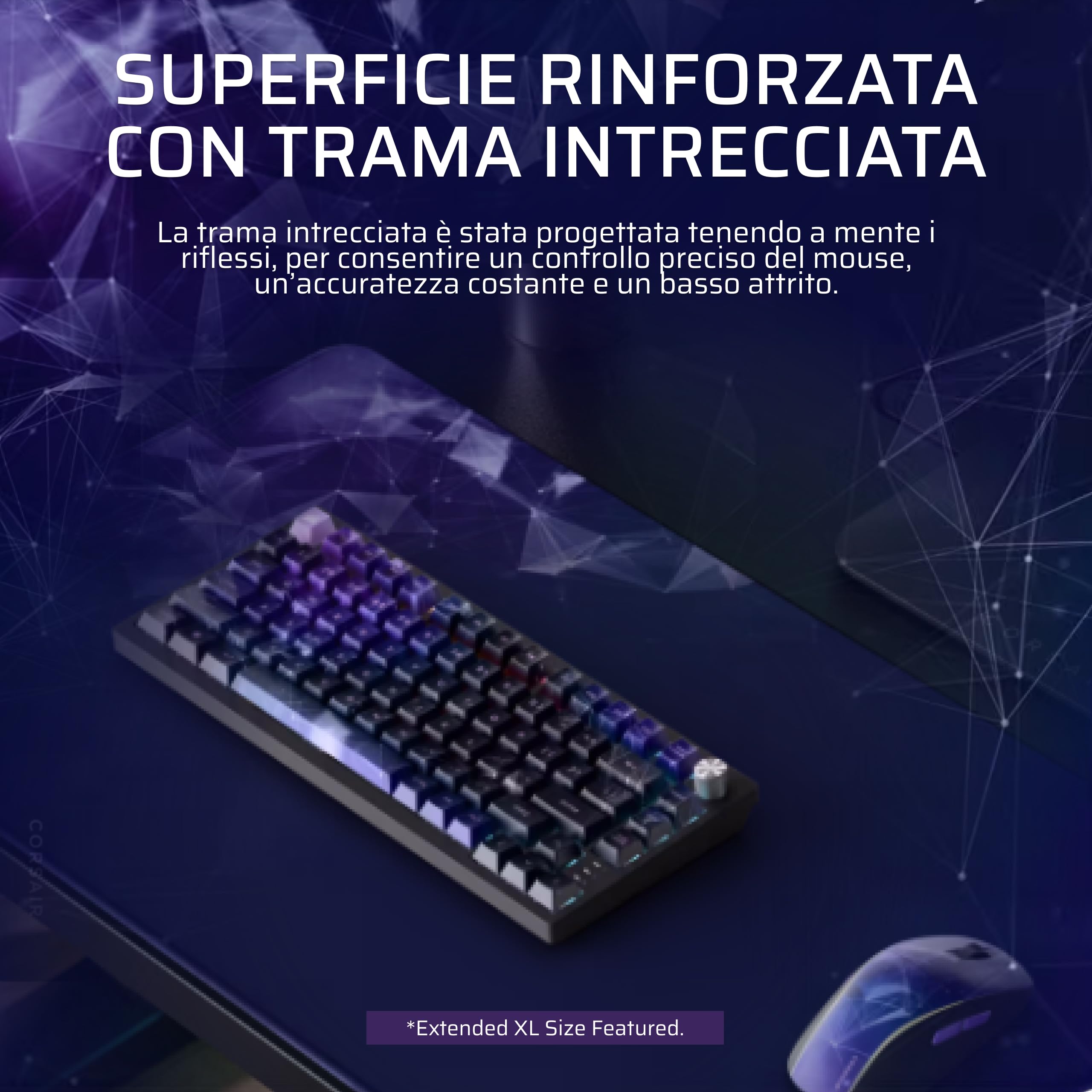 Corsair MM300 L Anti-Fray Tessuto Tappetino Per Mouse Da Gioco – Sci-Fi | Large, 45 cm x 40 cm, Tessuto Intrecciato, Base In Gomma Antiscivolo, Bordi Rinforzati Con Cuciture, Sci-Fi Dark, Blu Navy