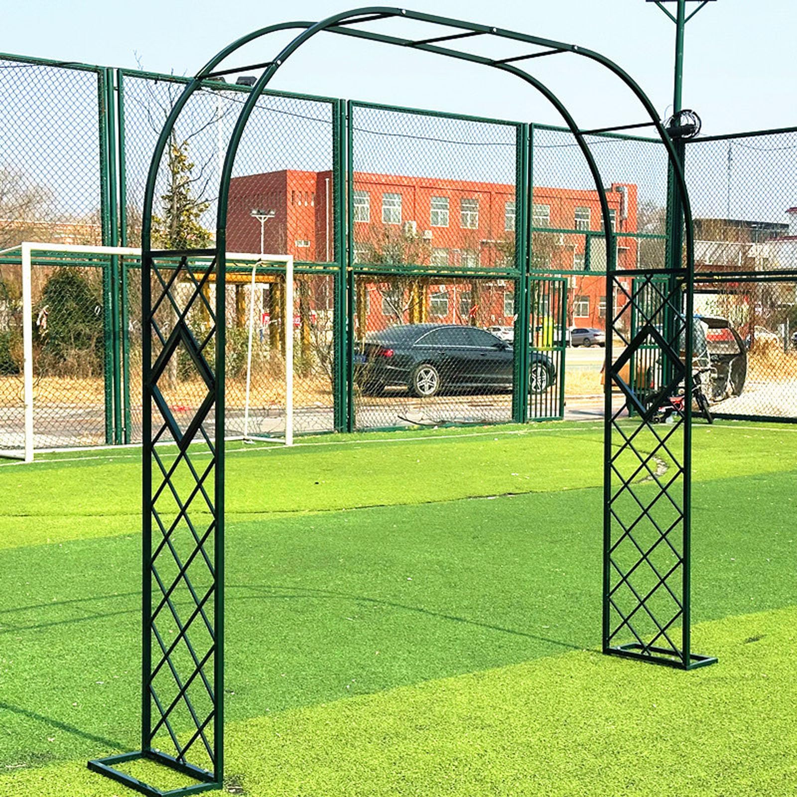 Arco de jardín de metal resistente para plantas trepadoras, resistente a la intemperie, arco de pérgola al aire libre con bases