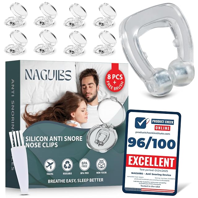 Christmas Gifts Premium 8 Pack Anti Snoring Devices Snore Stopper Magnet Silicone Nose Clips Efective Snoring Solution Support